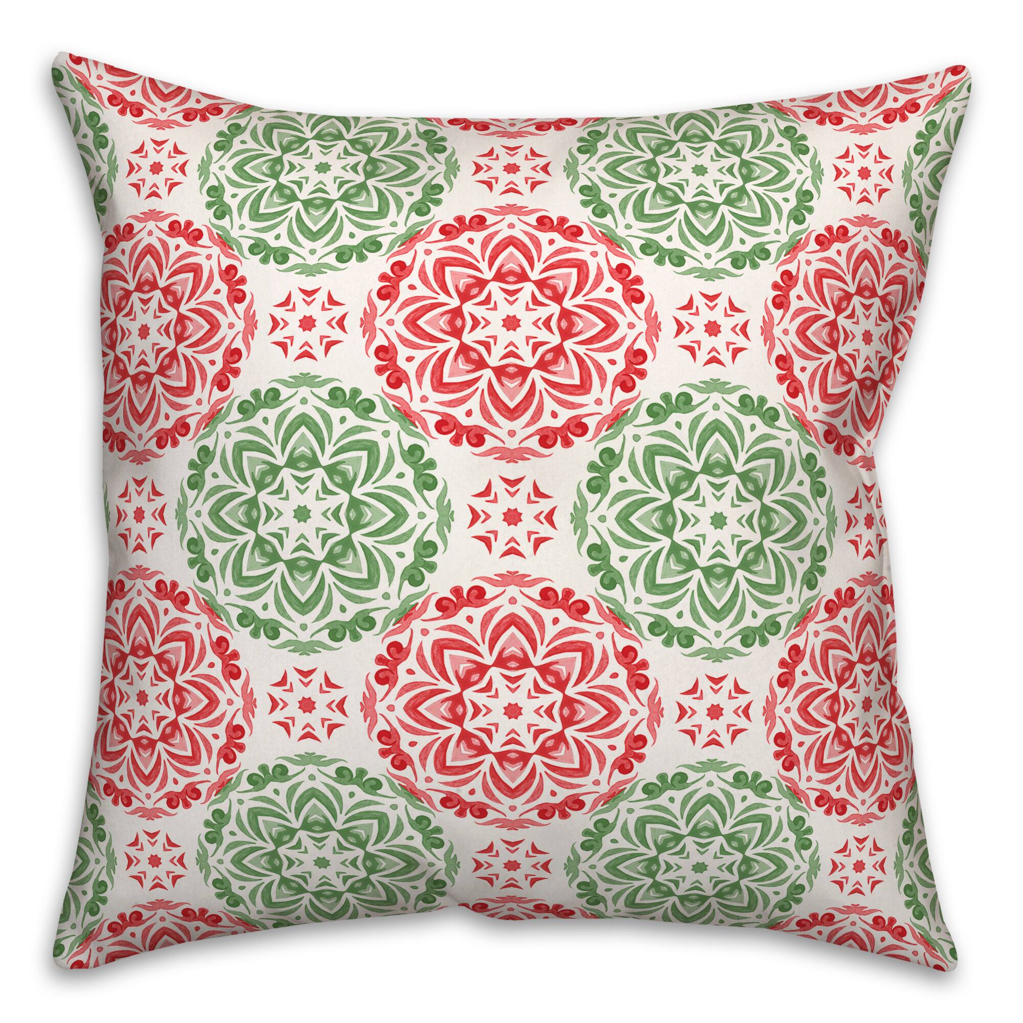 Christmas Kaleidoscope Pattern Throw Pillow