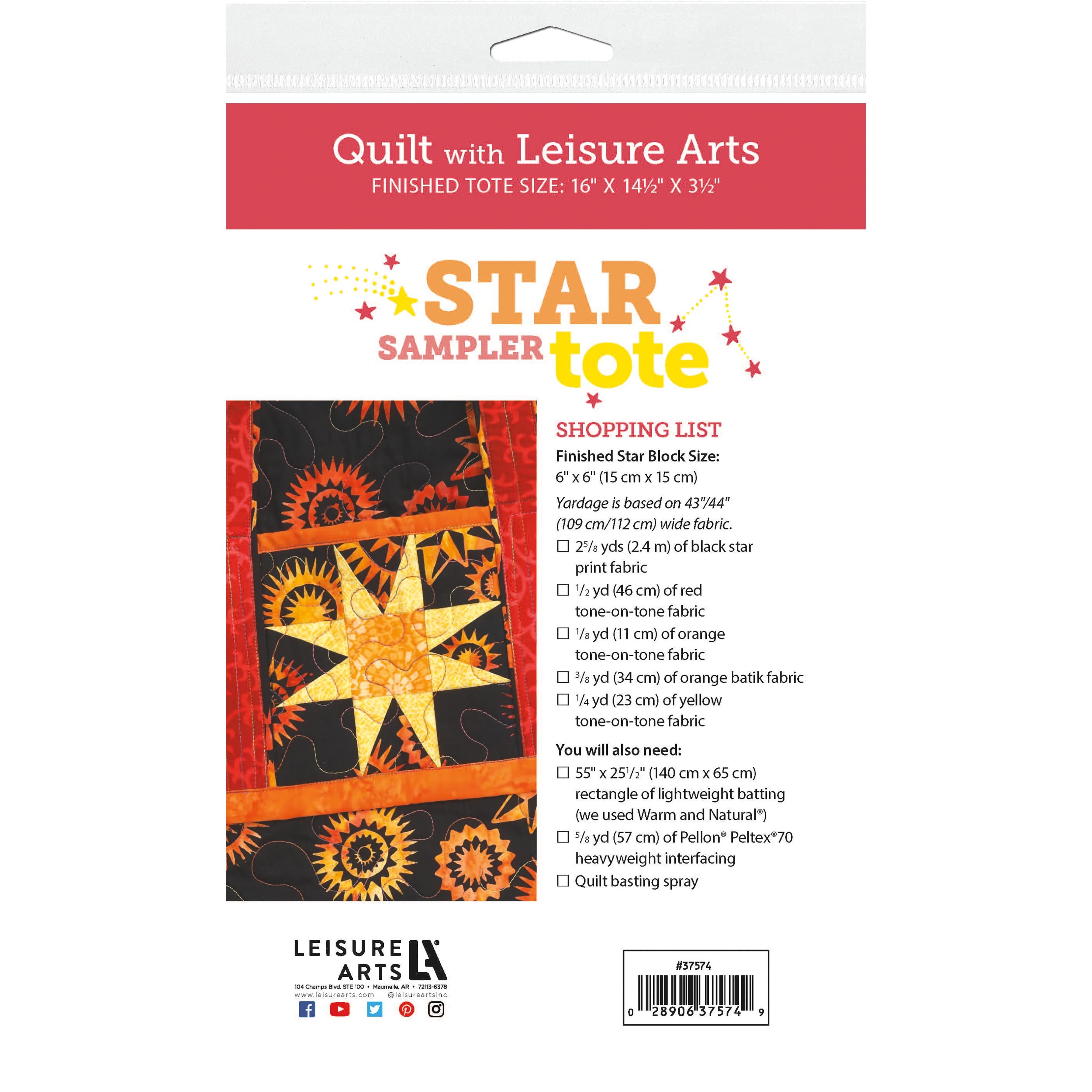Leisure Arts® Star Sampler Tote Quilt Pattern