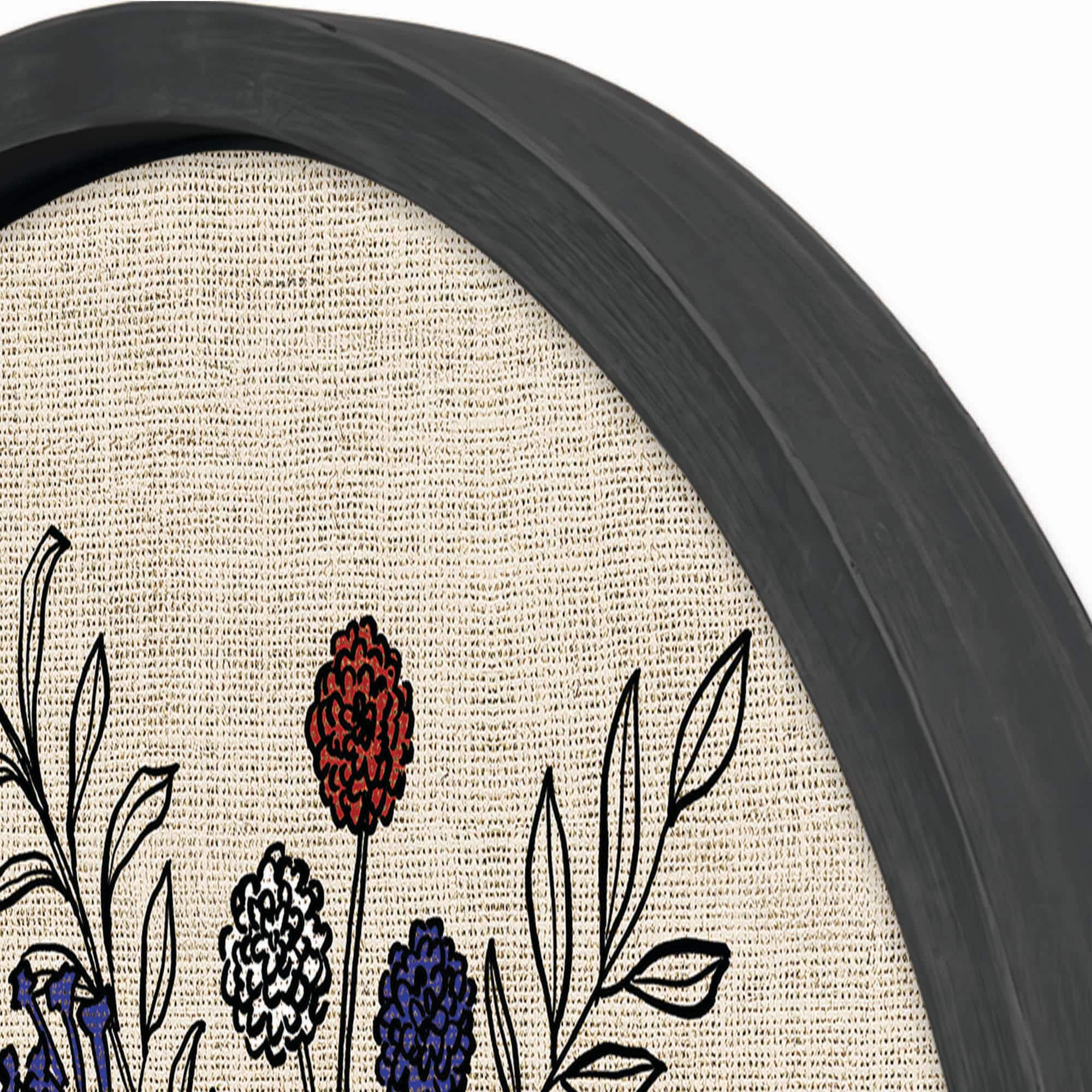 20" x 20" Red, White & Blue Florals Round Framed Print