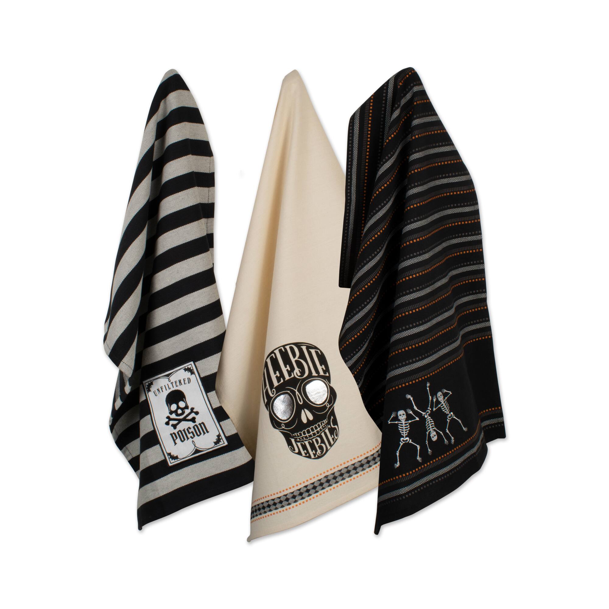 DII&#xAE; Assorted Skeleton Embellished Dishtowel Set