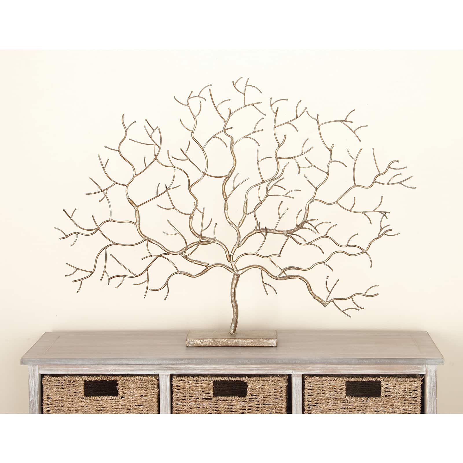 32&#x22; Silver Metal Tree Sculpture