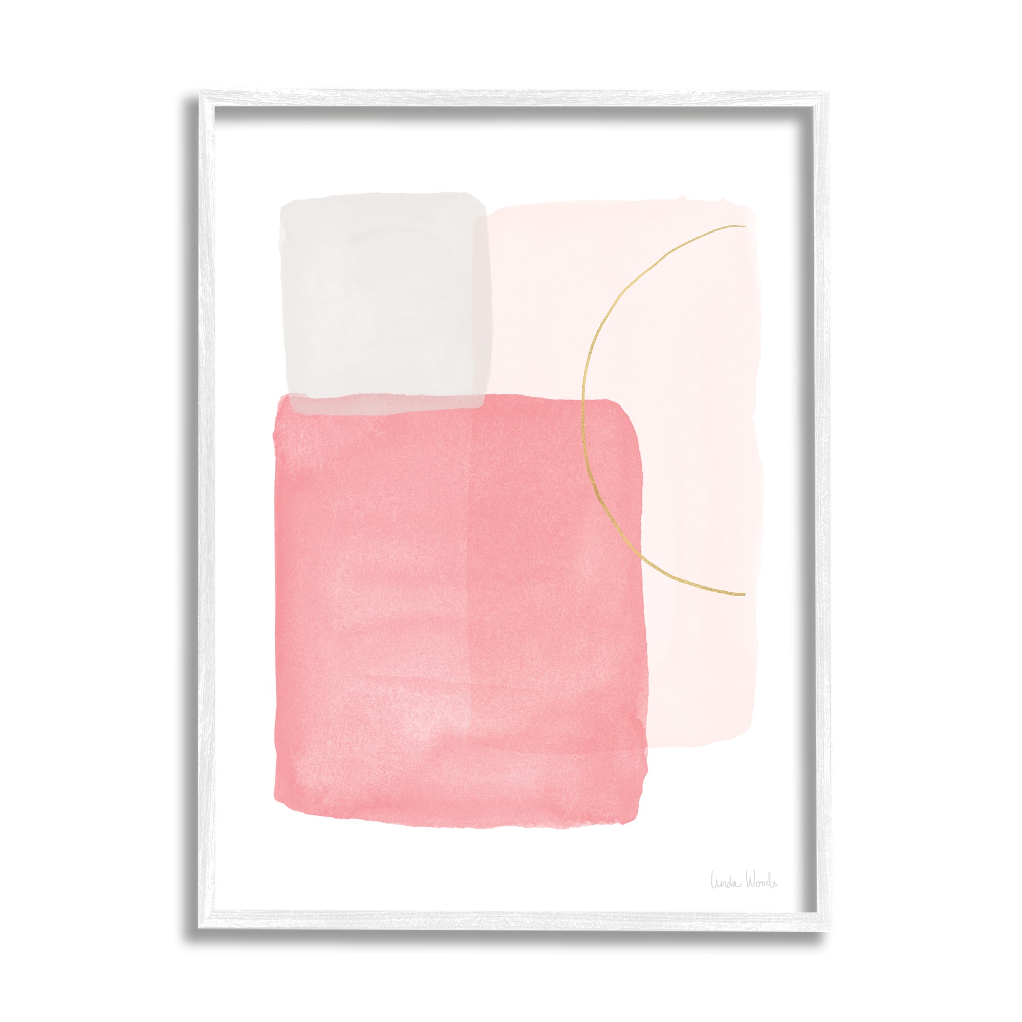 Stupell Industries Pink Blush Boho Abstraction Pastel Layered Shapes Framed Wall Art