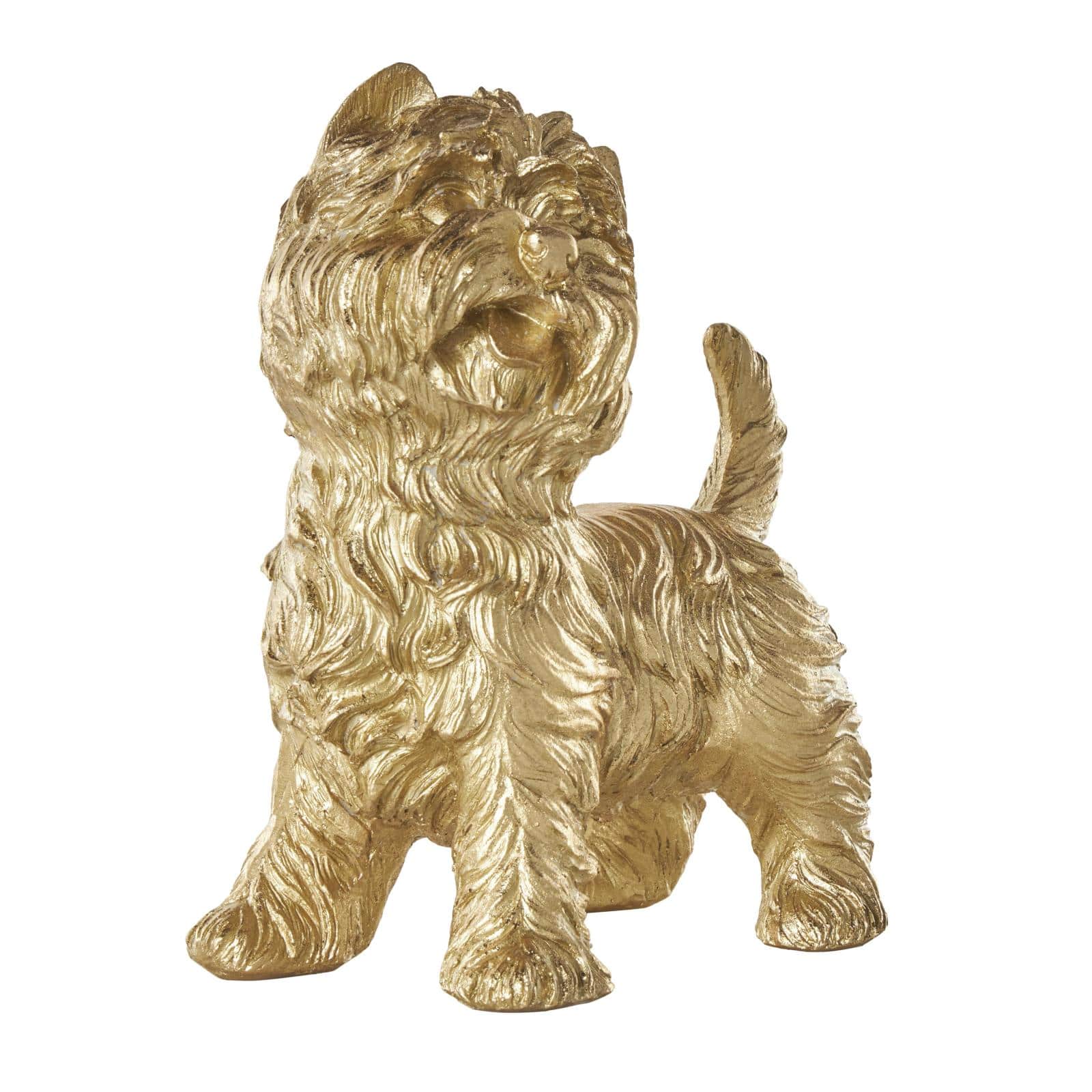 Gold Sitting & Standing Dogs Polystone Sculpture Set