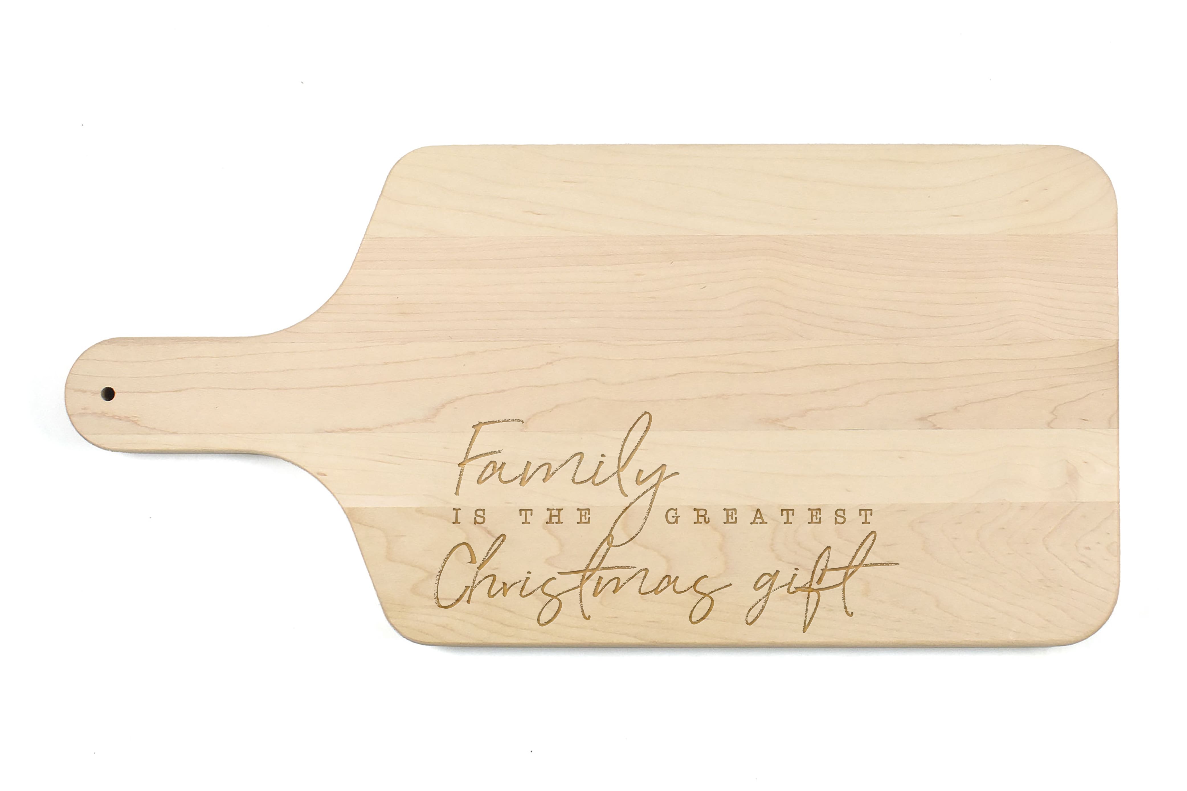 17&#x22; Family Is the Greatest Christmas Gift Maple Paddle Cutting Board