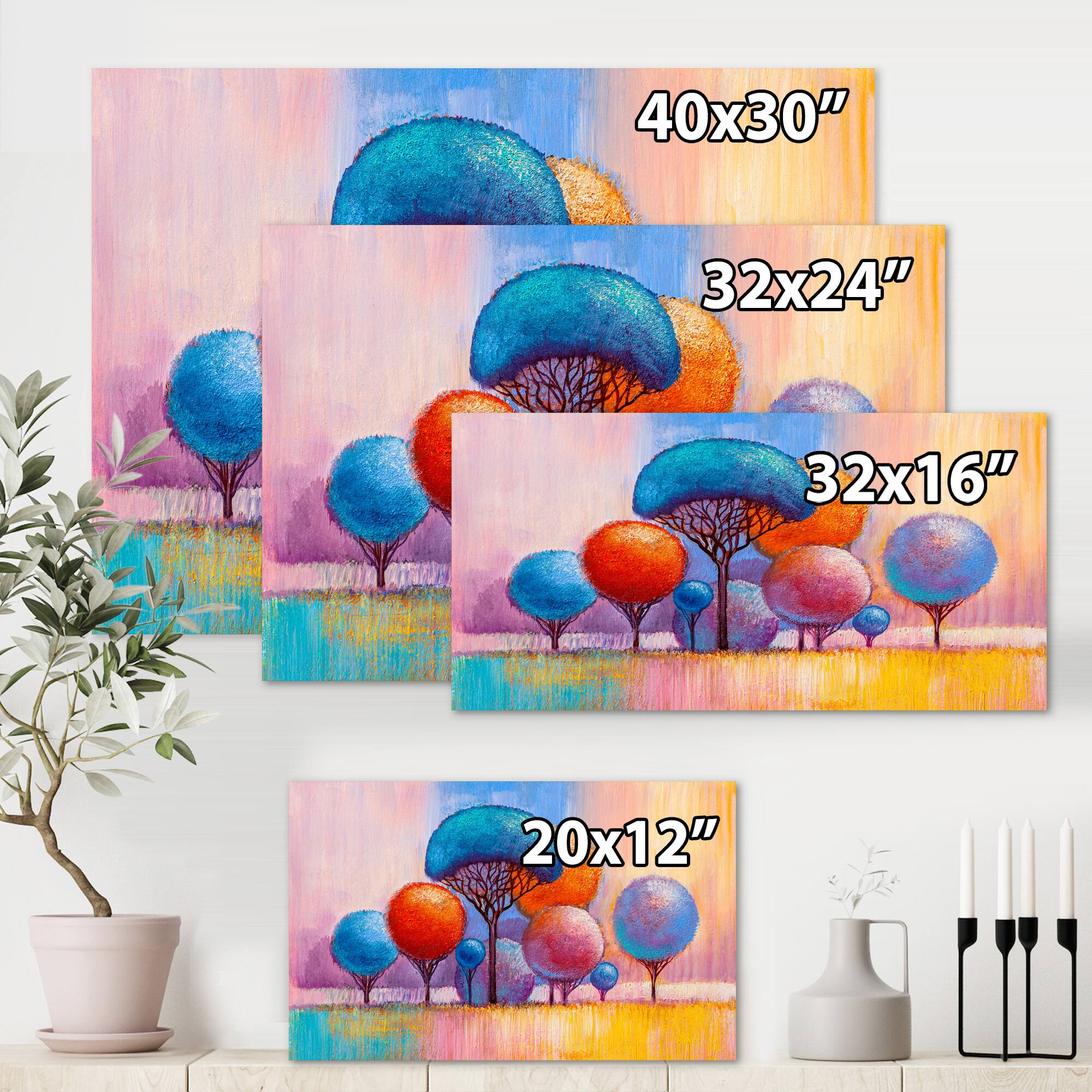 Designart - Autumn Fantasy Trees II - Modern Canvas Wall Art Print