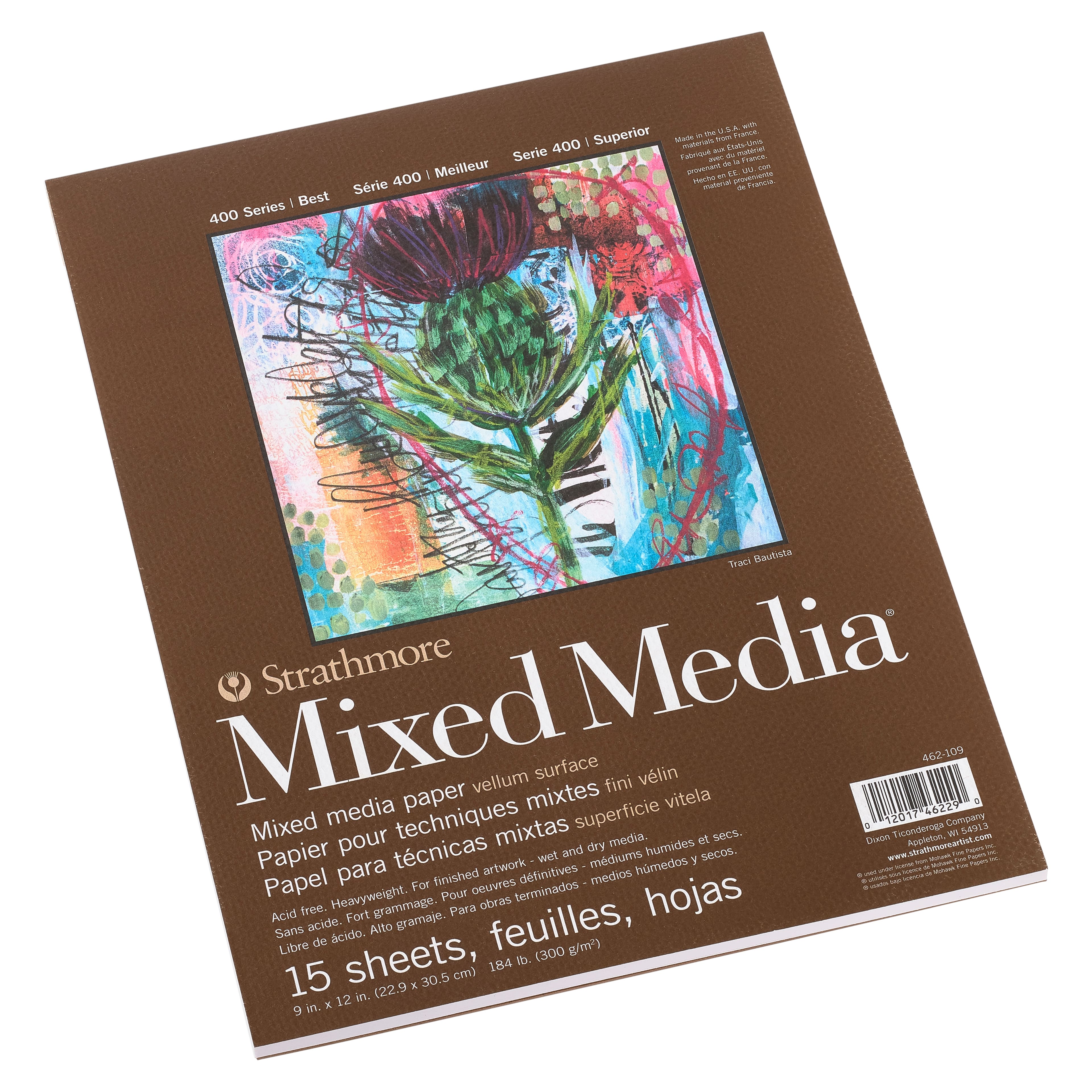 Strathmore Mixed Media Paper Pad 400 Series 15 Sheets 9 x 12