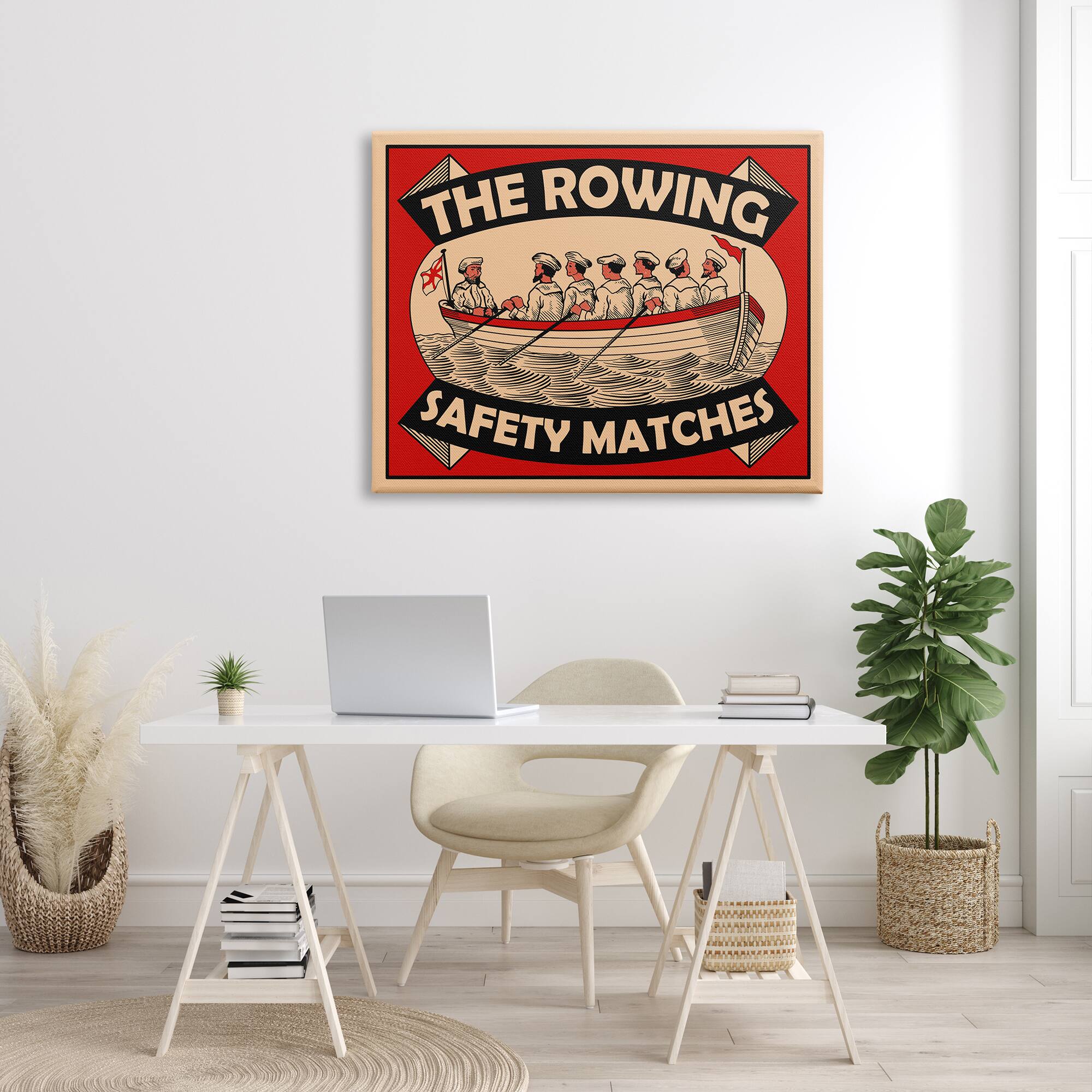 Stupell Industries The Rowing Team Safety Matches Vintage Nautical Sport Canvas Wall Art