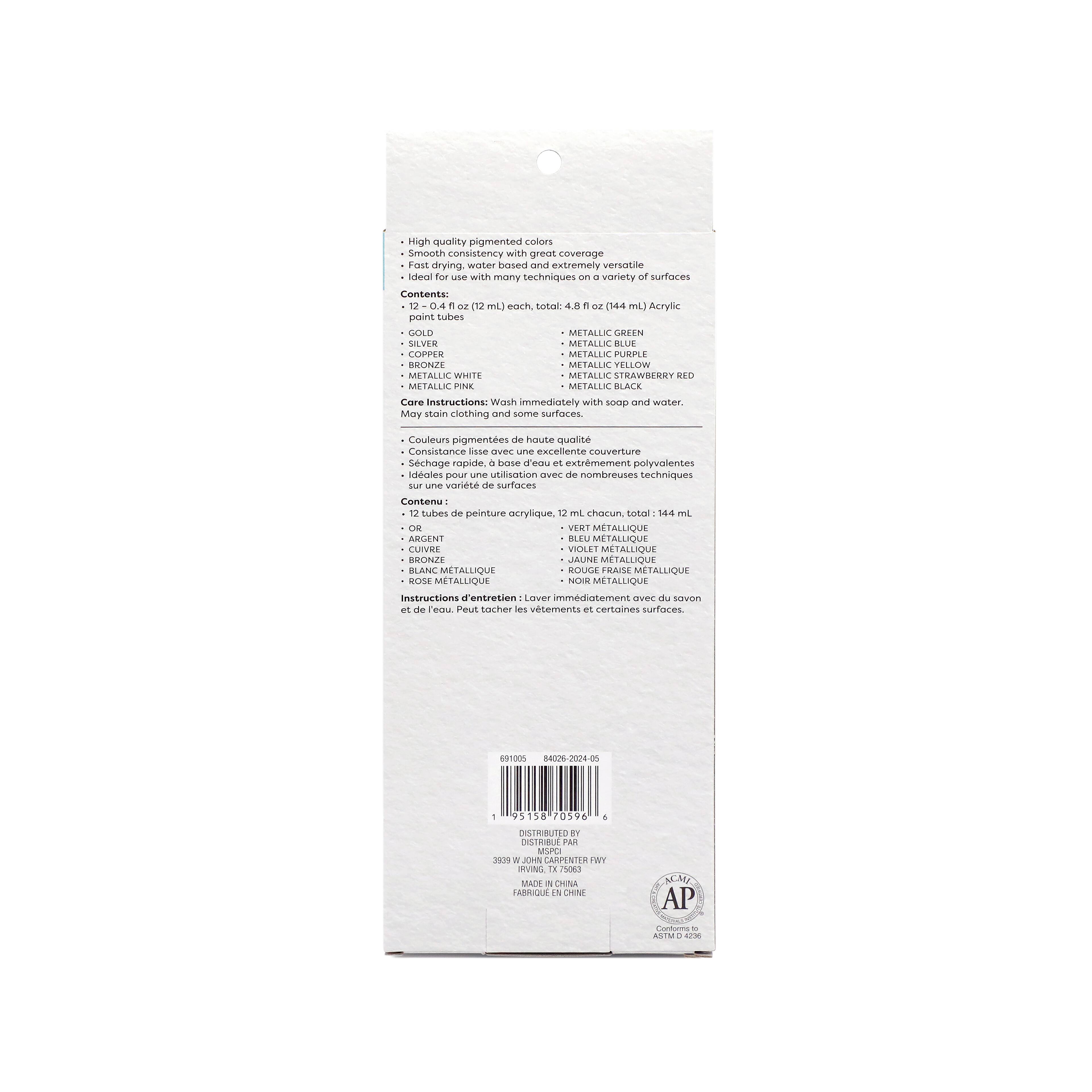 12 Packs: 12 ct. (144 total) Metallic Acrylic Paints by Artist's Loft™ Necessities™