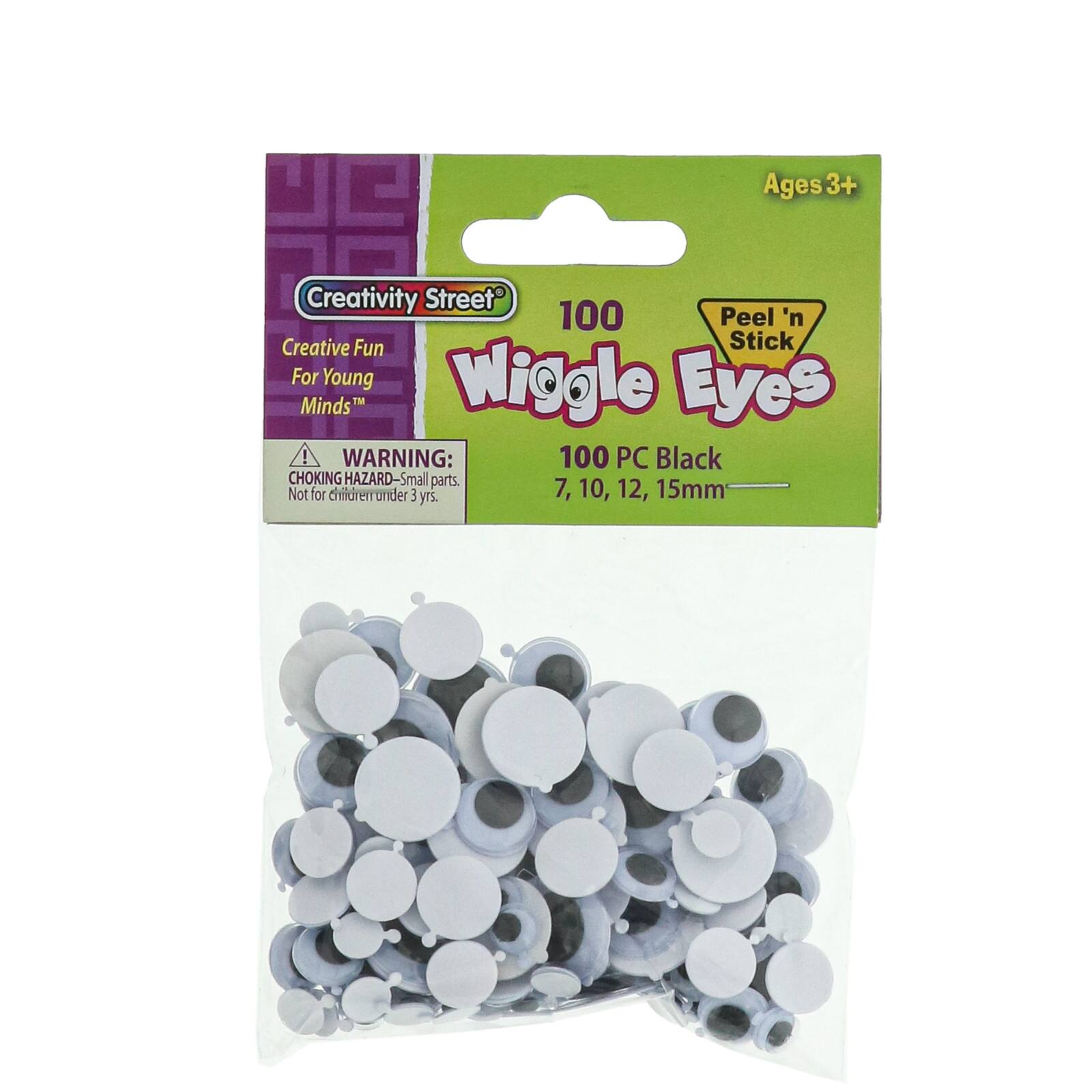 Creativity Street® Assorted Black Adhesive Wiggle Eyes, 100ct.