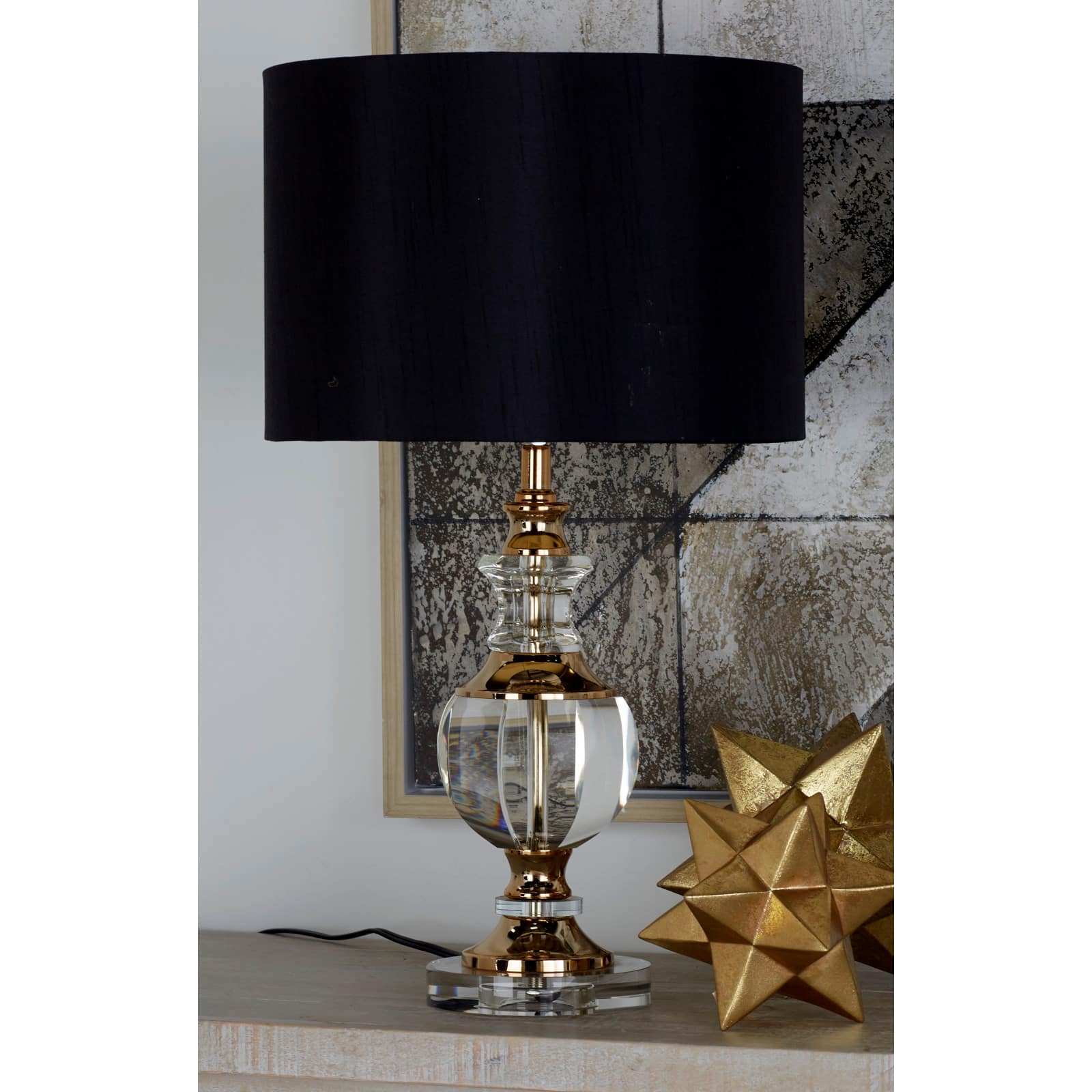 24&#x22; Clear Wood Glam Table Lamp