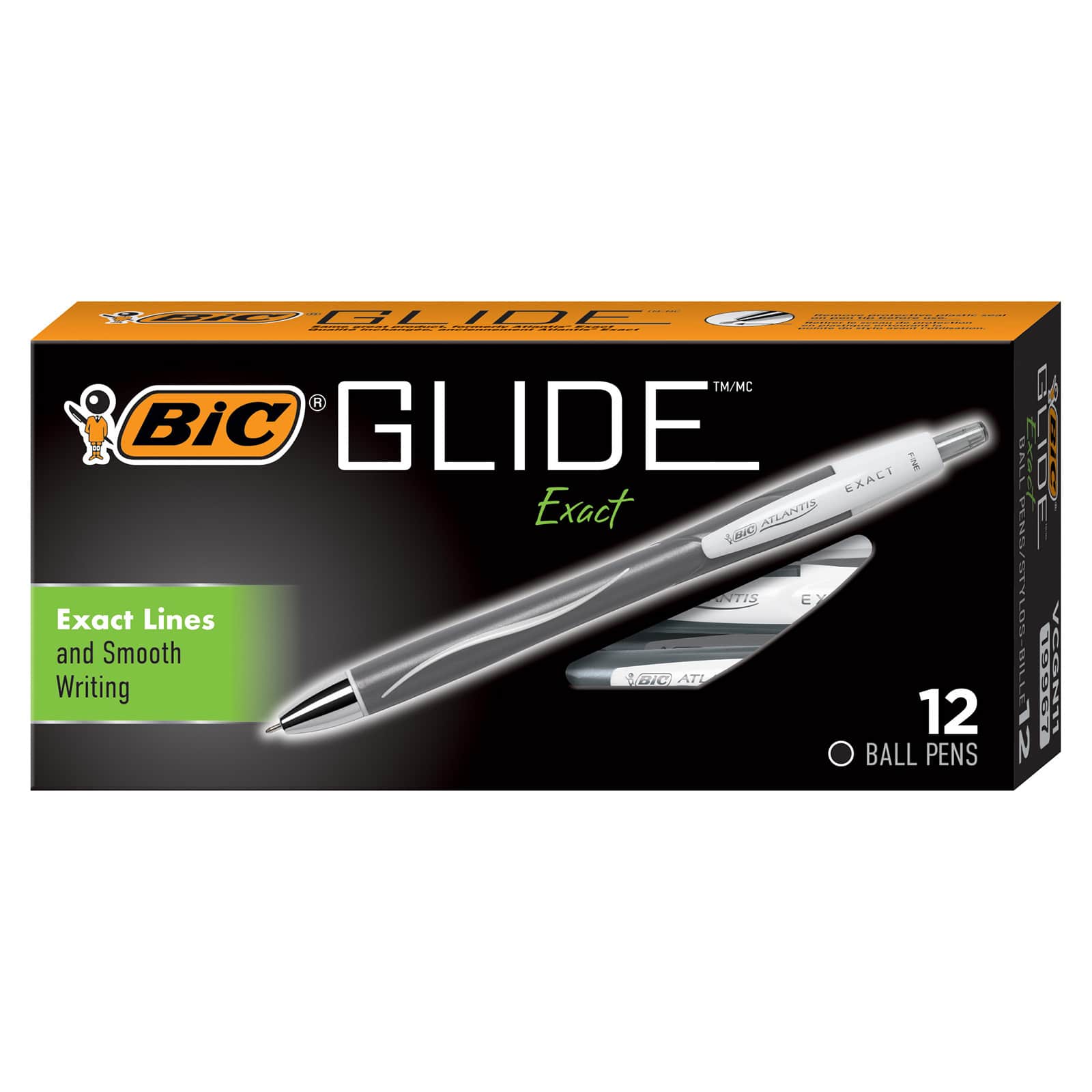 BIC® Glide™ Exact Black Fine Point 0.7mm Retractable Ball Point Pens, 12ct.