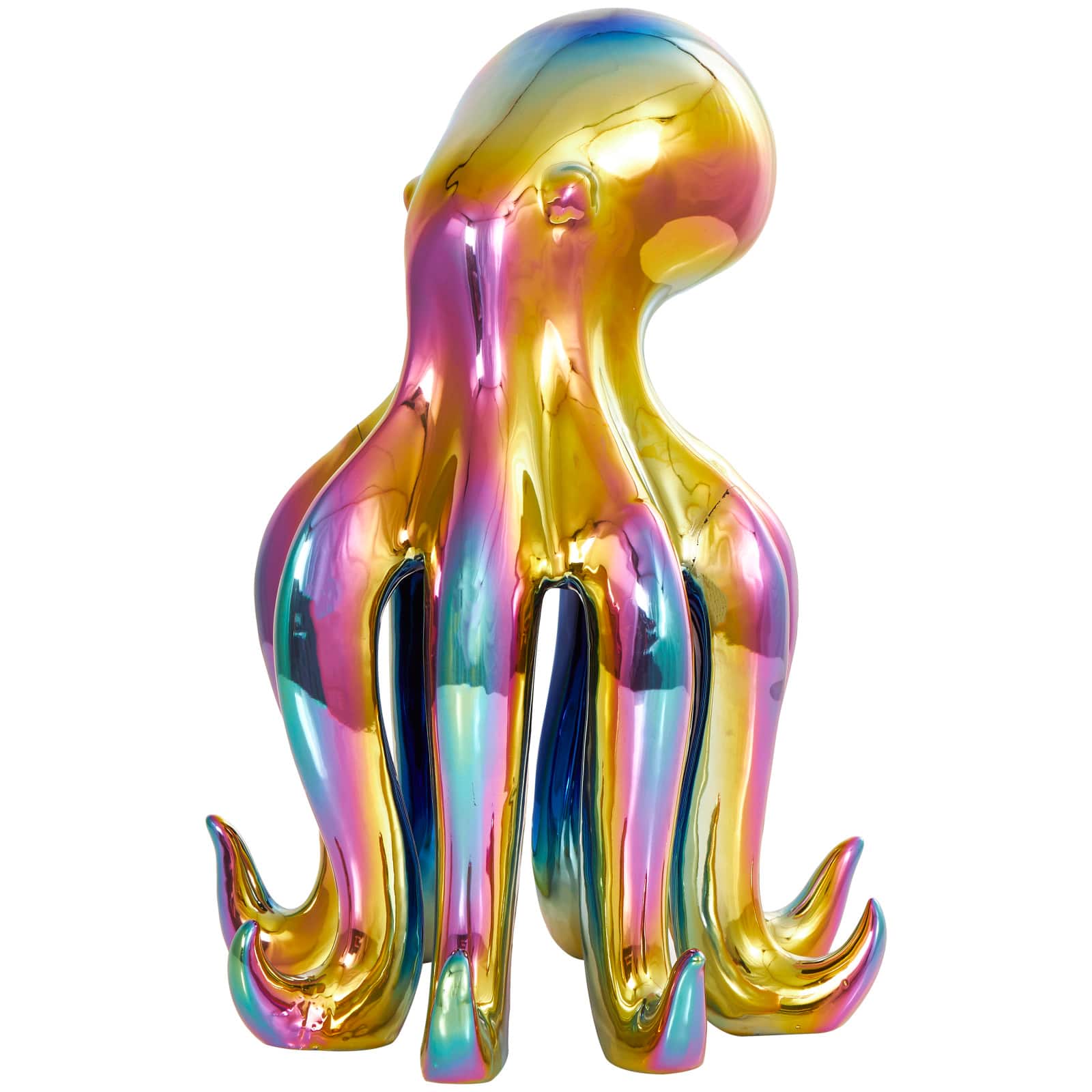 17&#x22; Rainbow Ceramic Octopus Sculpture
