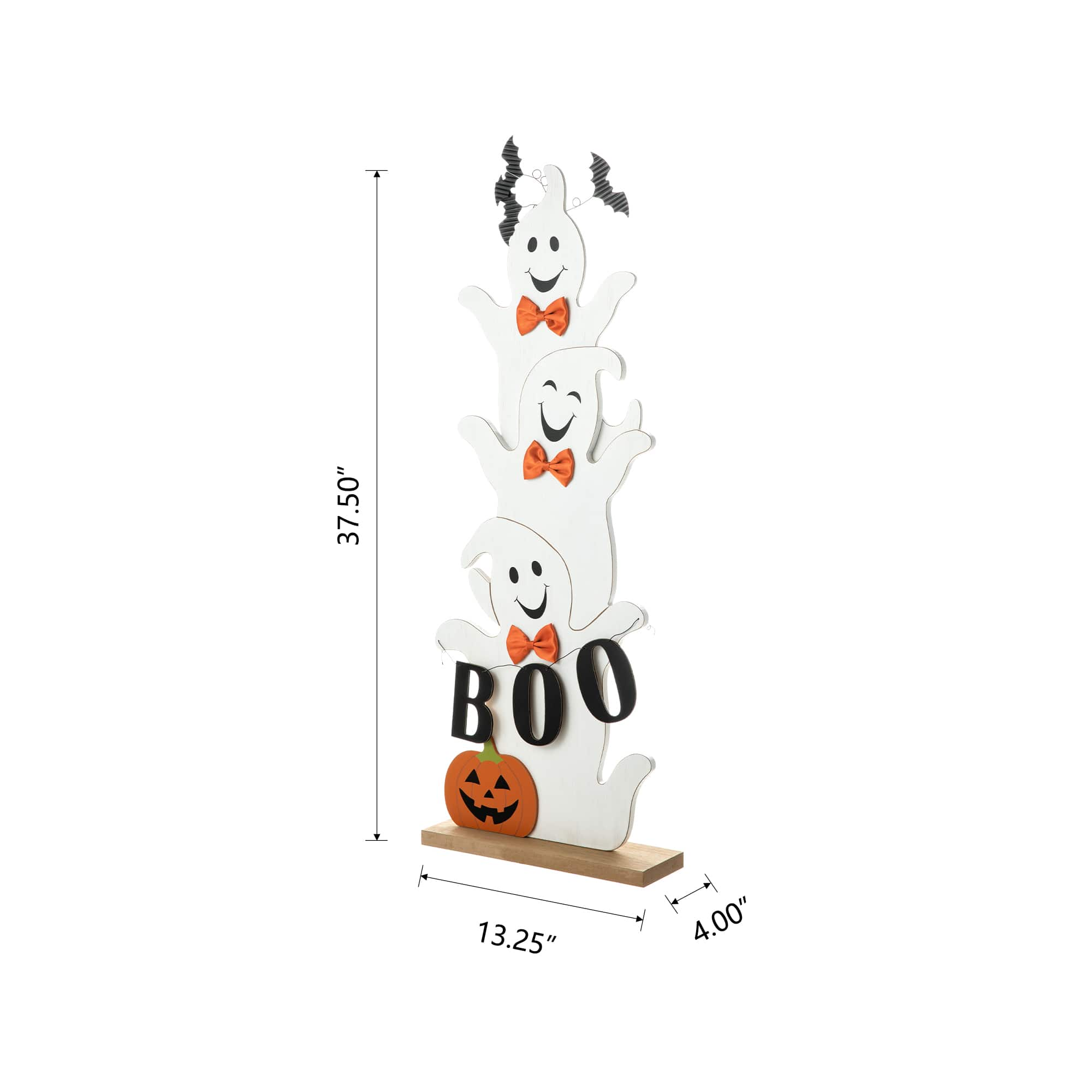 Glitzhome&#xAE; 37.5&#x22; Halloween Wooden Stacked Ghost Porch D&#xE9;cor