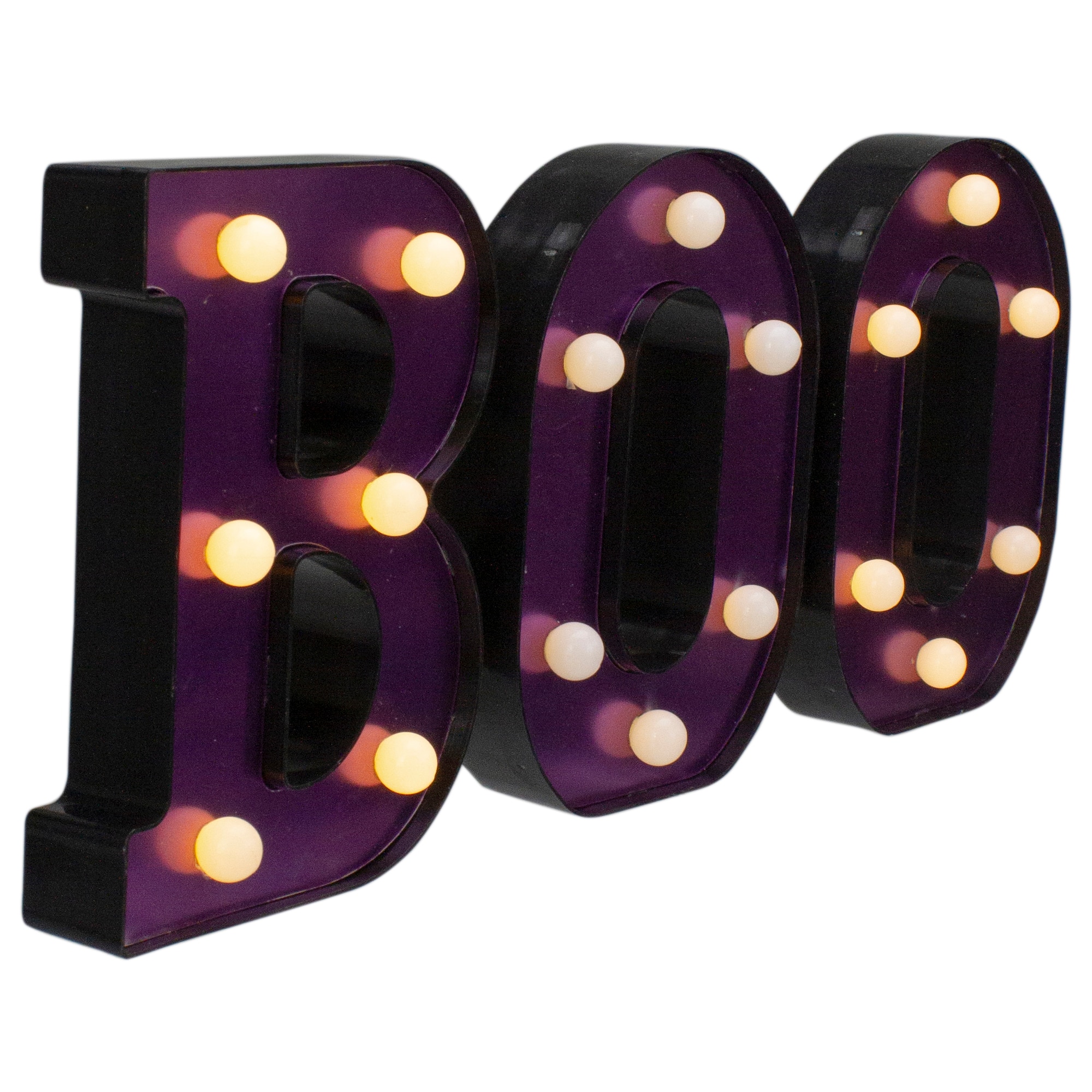 6.5" Lighted Black & Purple BOO Halloween Marquee Sign