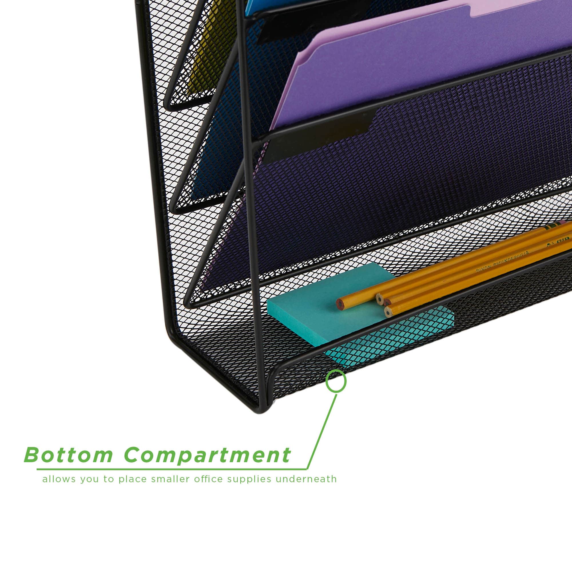 Mind Reader 6 Compartment Vertical Hanging Wall File & Chart Organizer