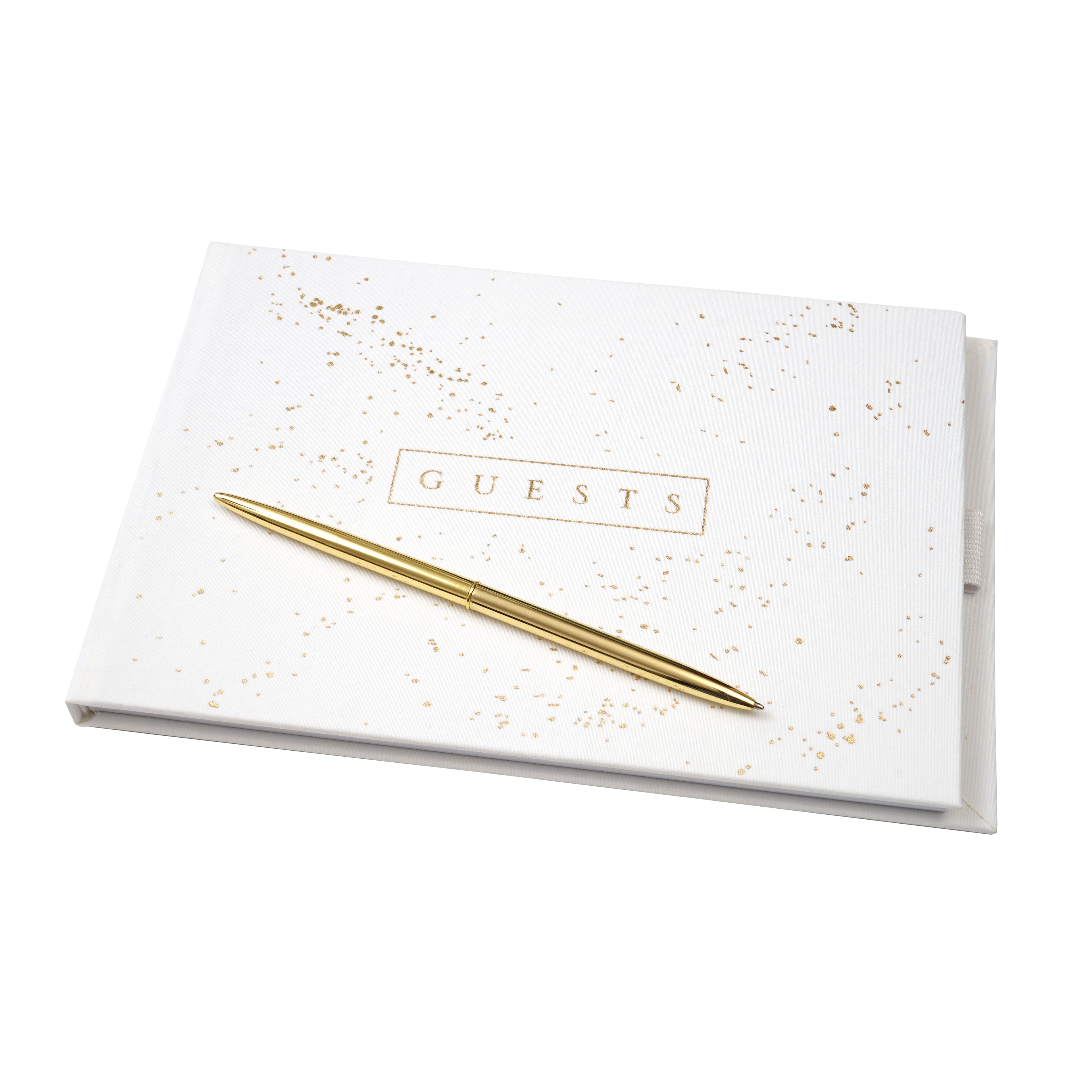 White & Gold Guest Book & Pen Set by Celebrate It™