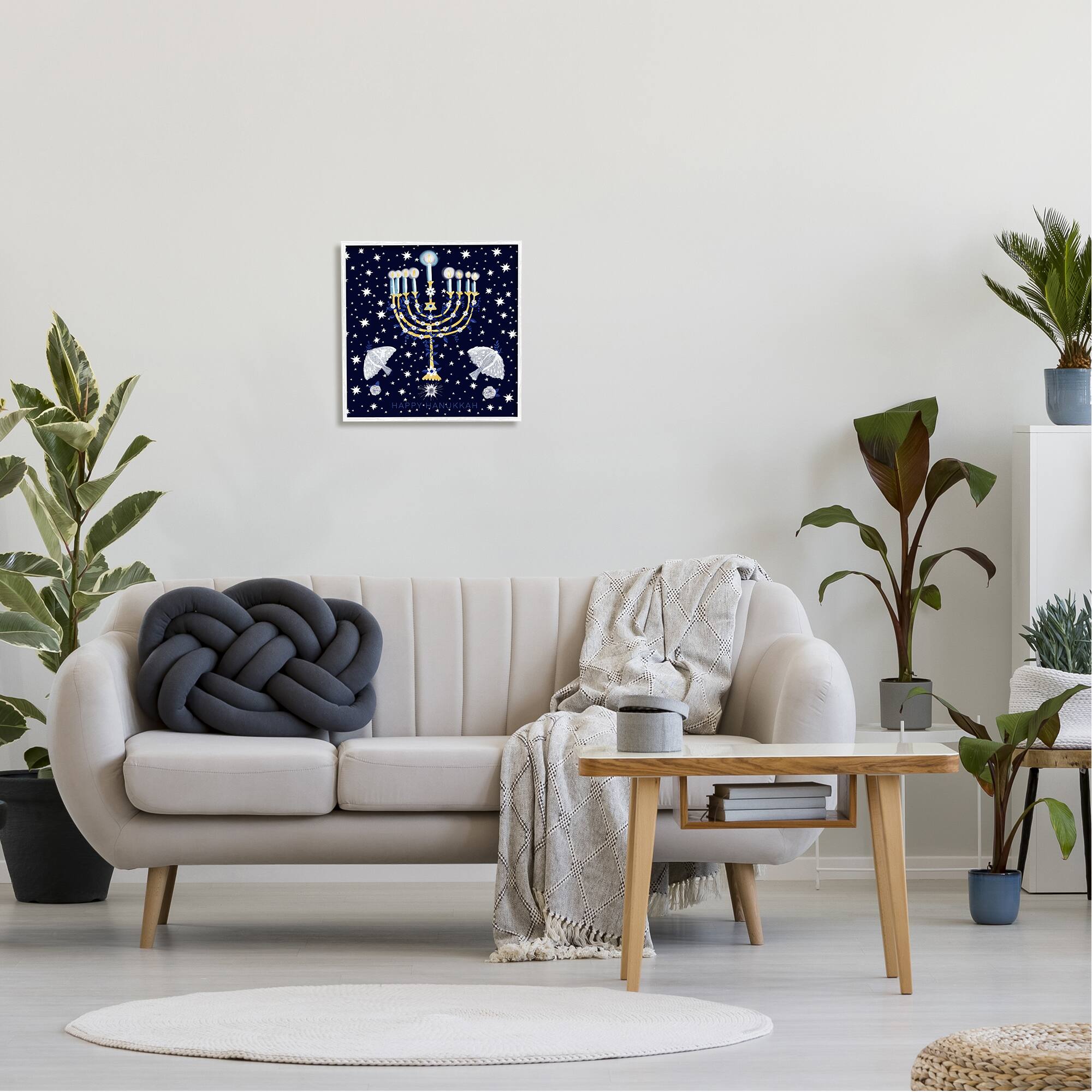 Stupell Industries 17" x 17" Happy Hanukkah Starry Menorah Giclée Wall Art