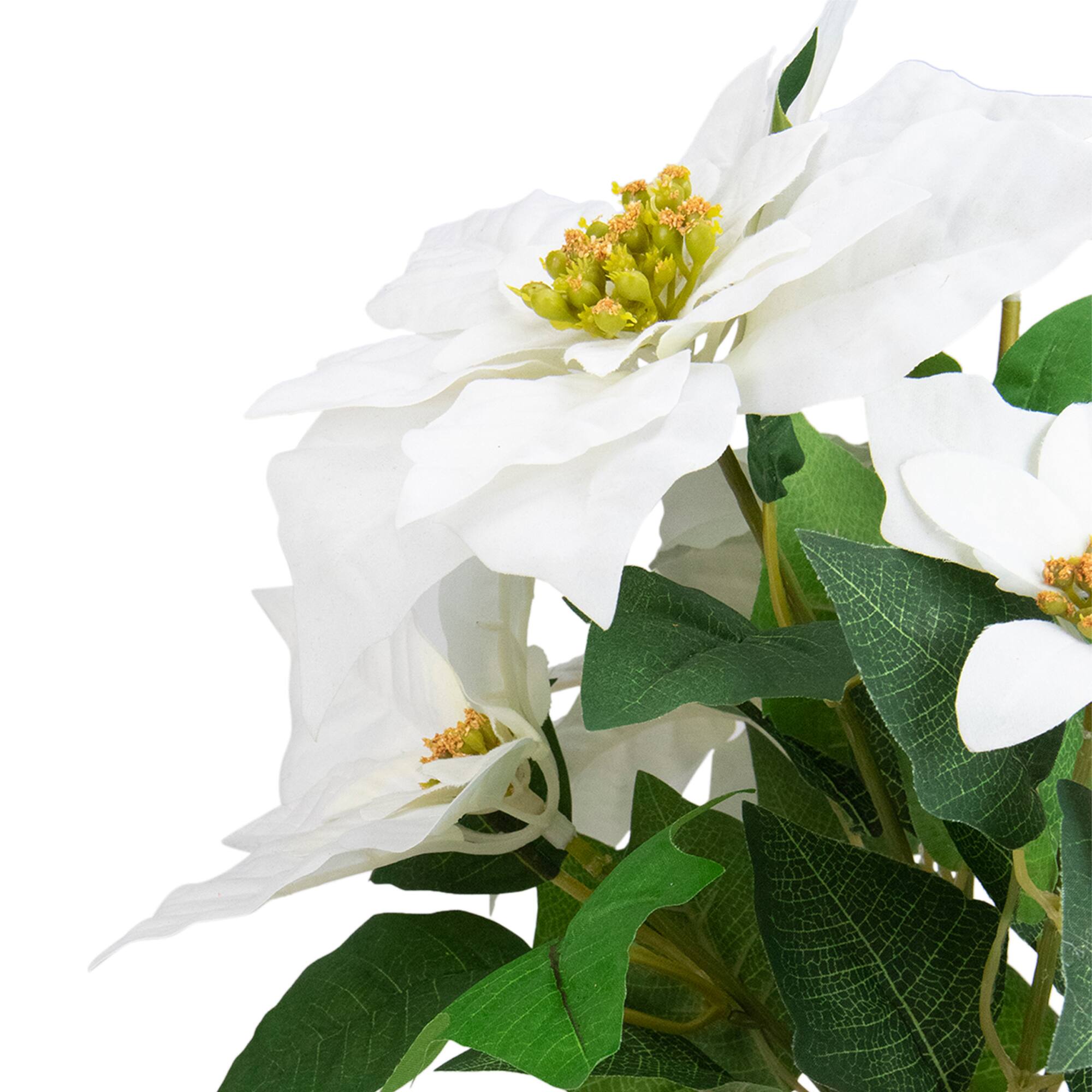 14.5&#x22; Potted White Artificial Christmas Poinsettia Flower Plant