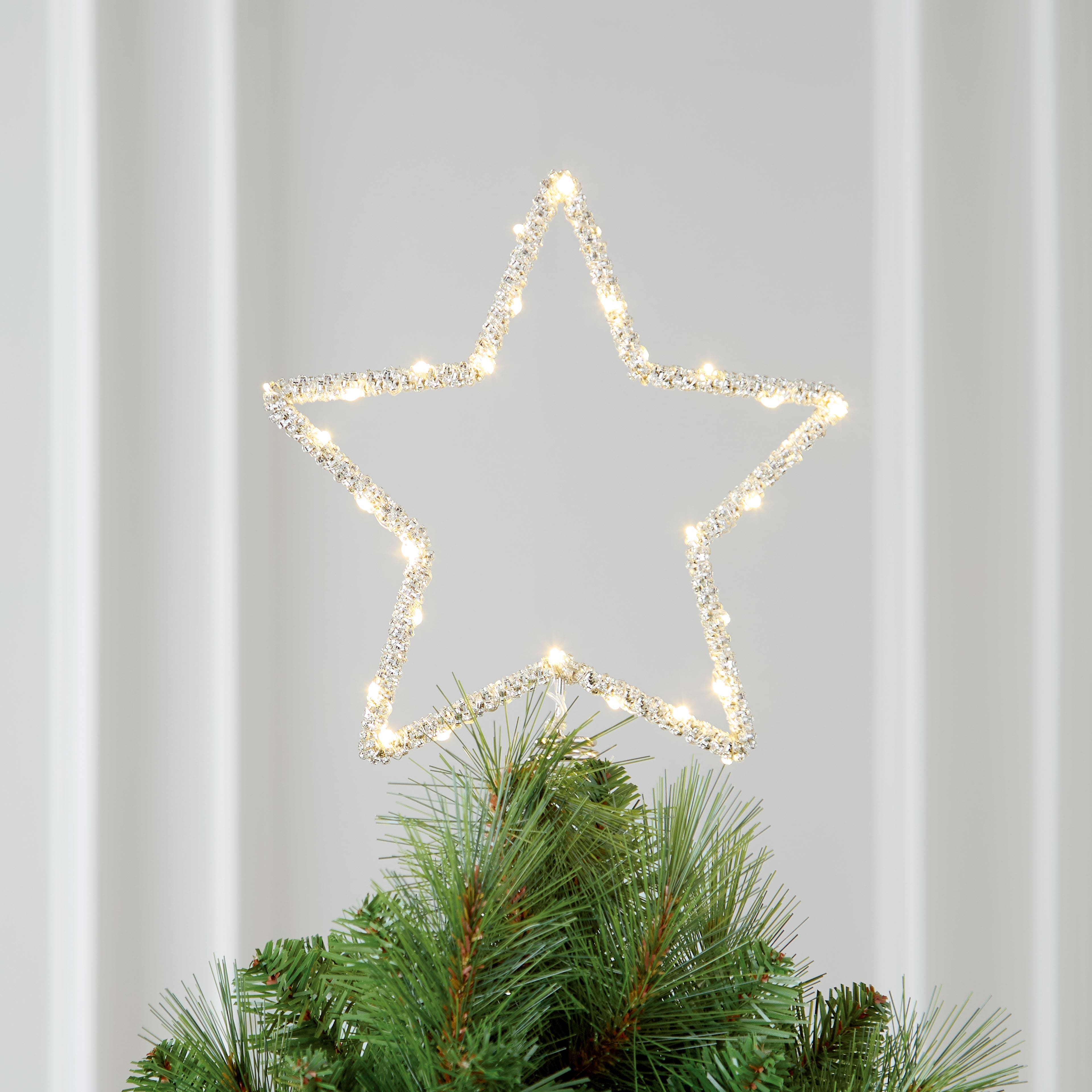 12" Silver Rhinestone Star Lighted Tree Topper by Ashland®