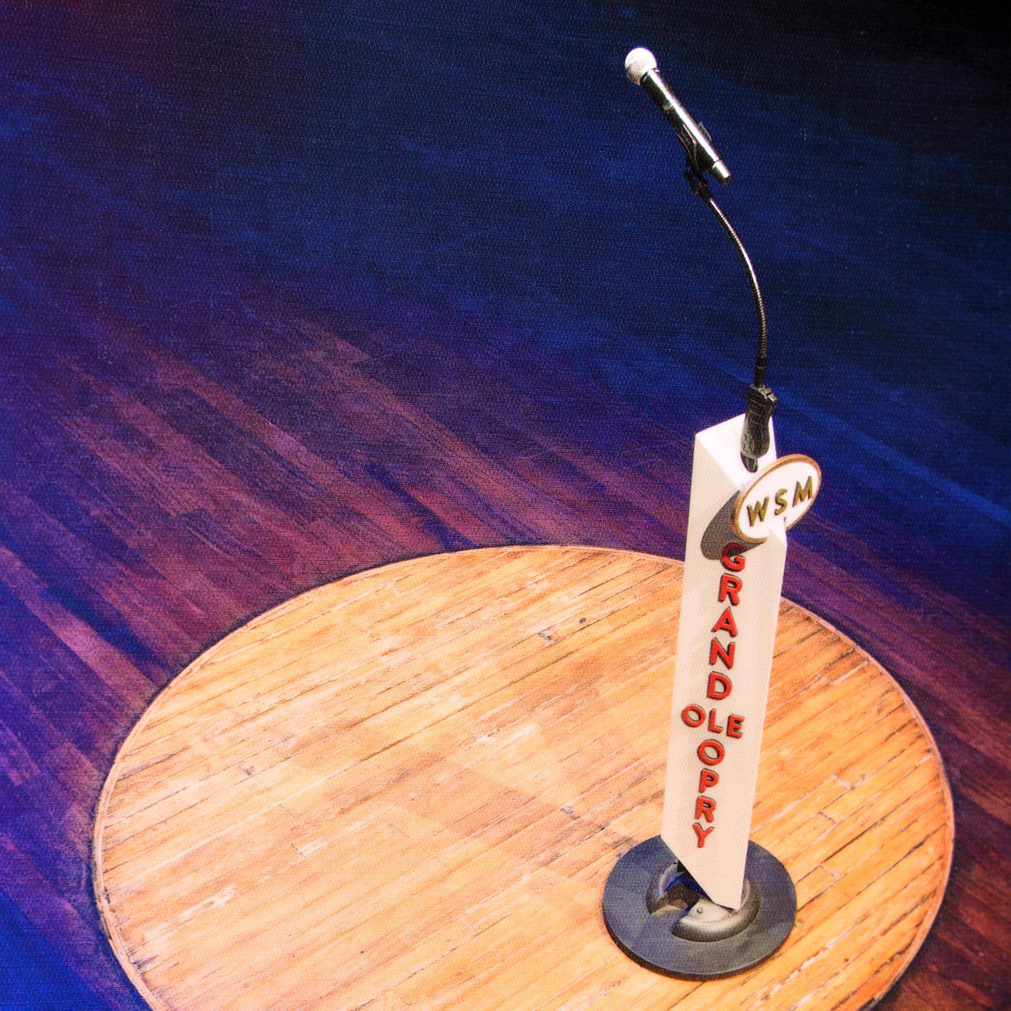 American Art Decor Grand Ole Opry WSM Microphone Stand Lacquered Canvas Print - 12" H x 12" L