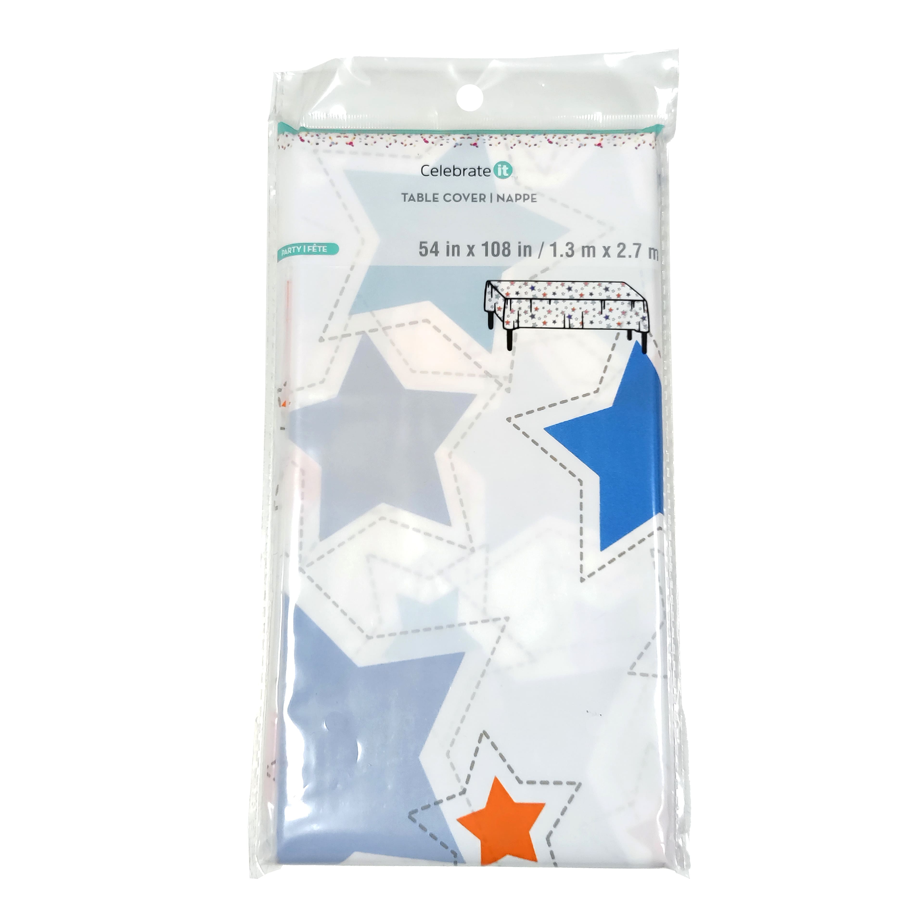 54&#x22; x 108&#x22; Multicolor Stars Plastic Table Cover by Celebrate It&#x2122;