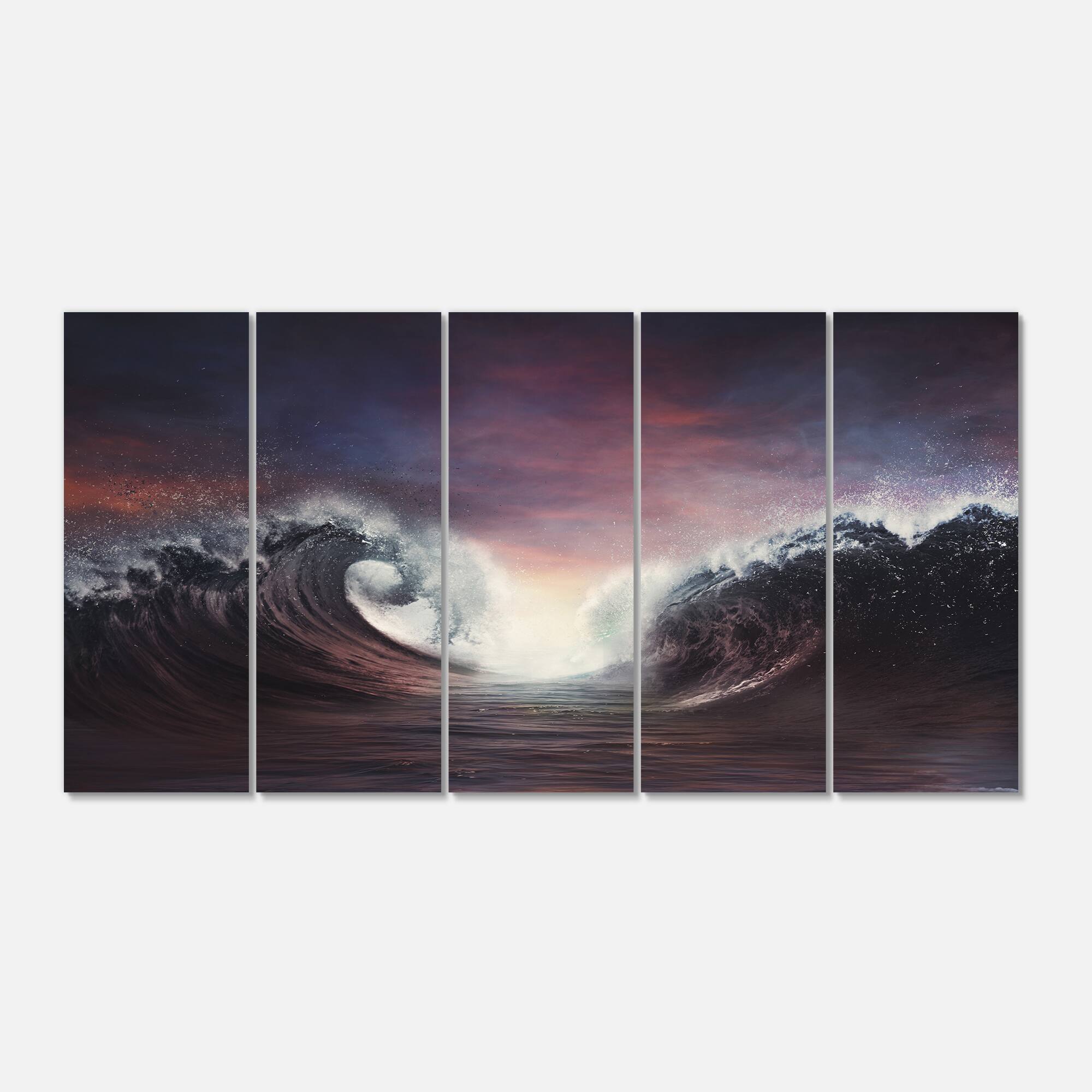 Designart - Dark Parting Ocean with Colorful Clouds - Seascape Canvas Art Print