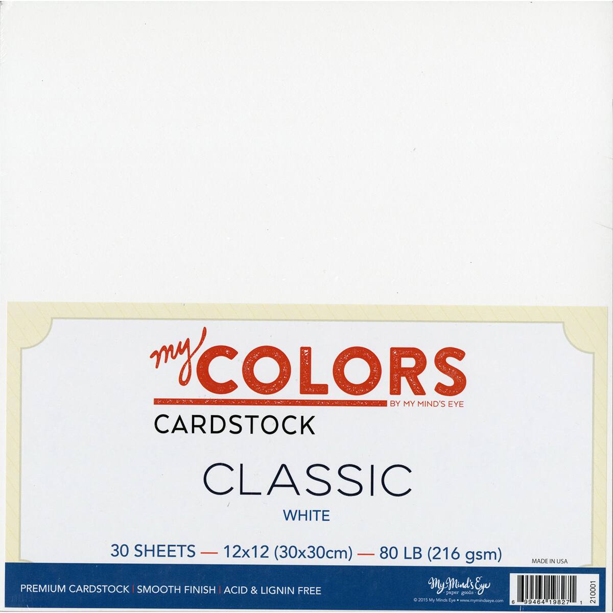 My Colors Classic Cardstock Bundle 12"X12" 30/PkgWhite Cardstock