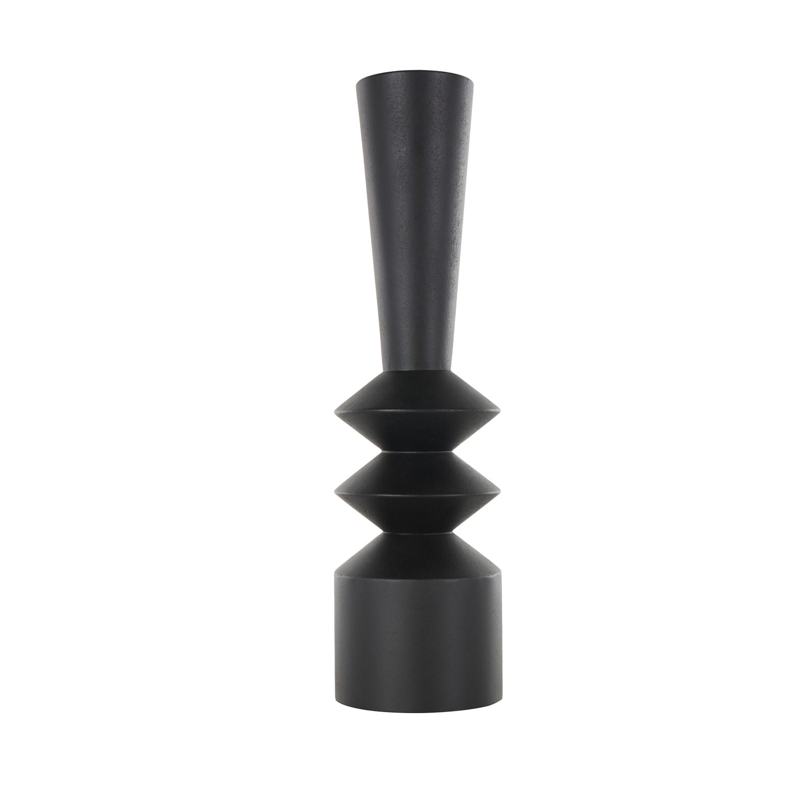 22&#x22; Black Metal Art Deco Style Fluted Vase