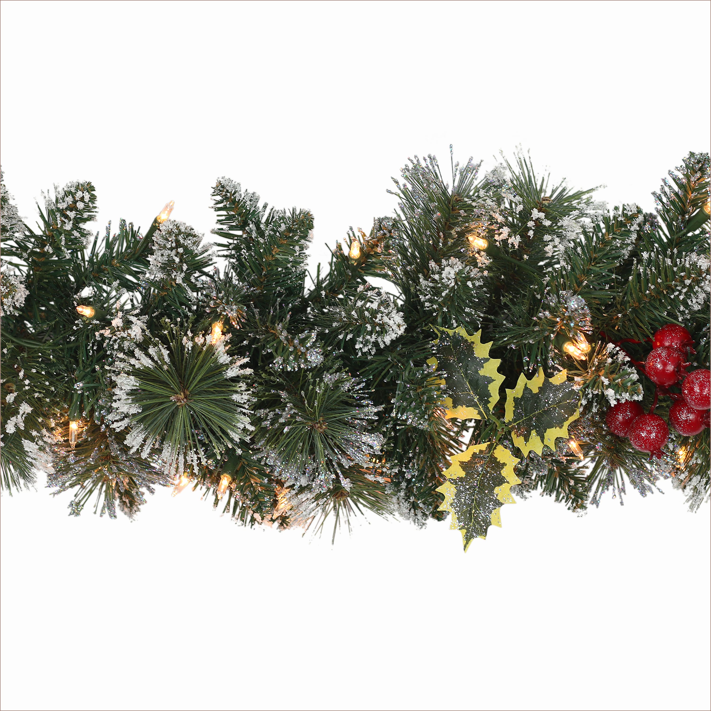 9ft. Pre-Lit Snowy Silverton Pine Garland