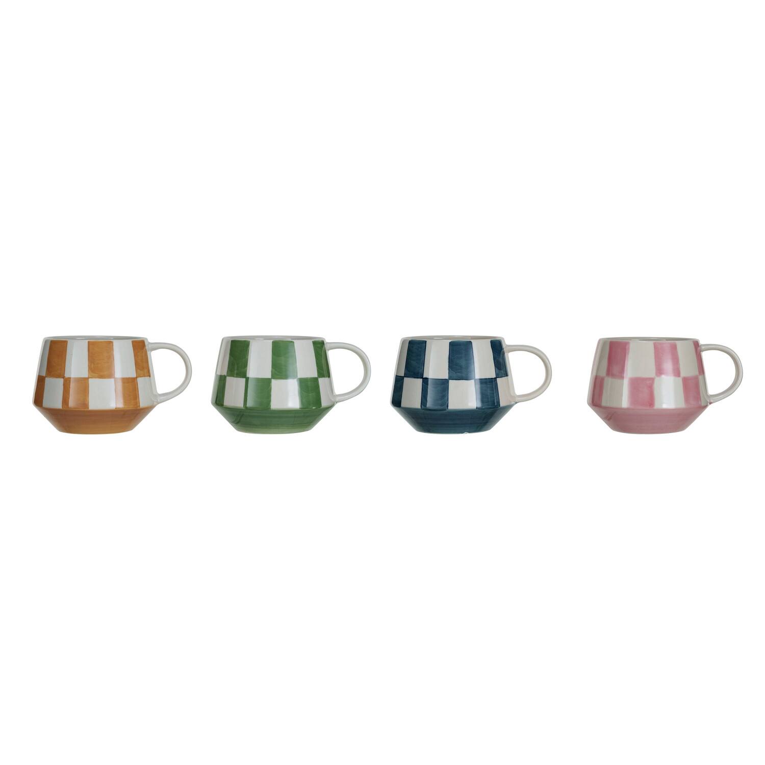 10oz. Checkered Stoneware Mug, 4ct.