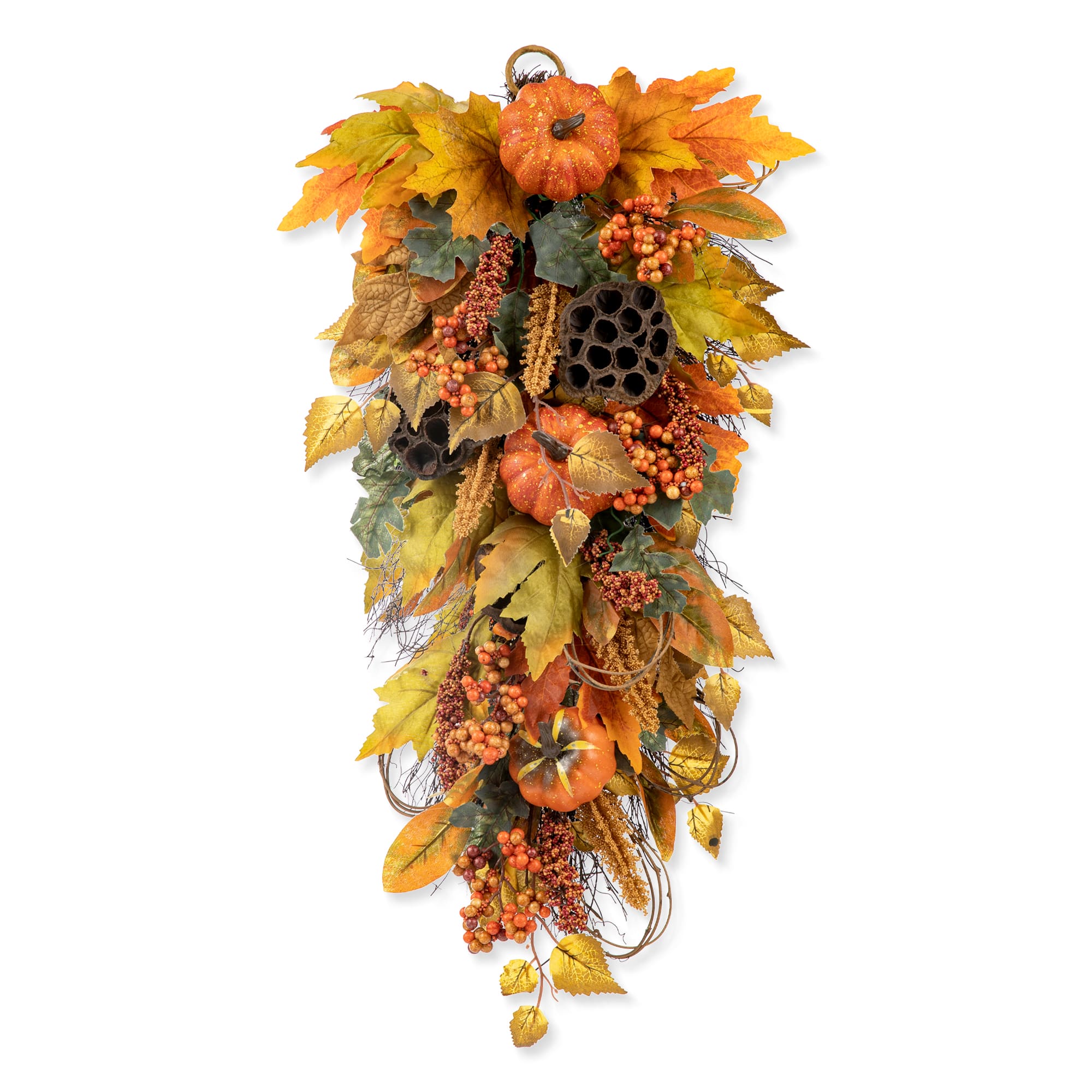 Glitzhome® 25" Fall Pumpkin Leaf Swag