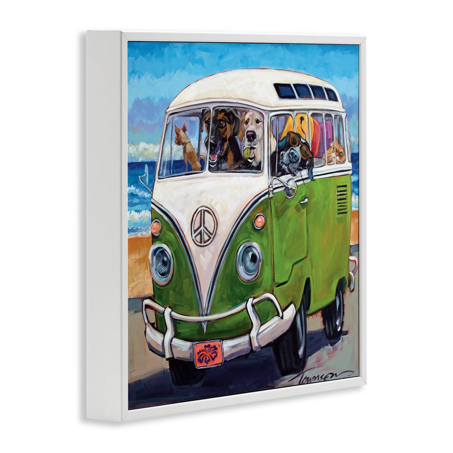 Stupell Industries Dogs Driving Retro Van Framed Giclee Art