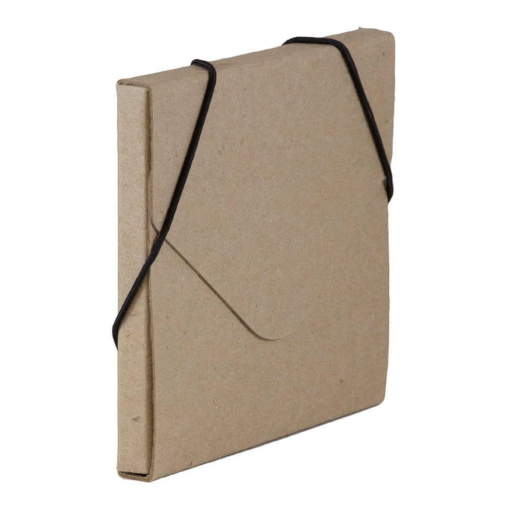 JAM Paper Natural Kraft CD Case Portfolio with Elastic Closure 5" x 5.625"