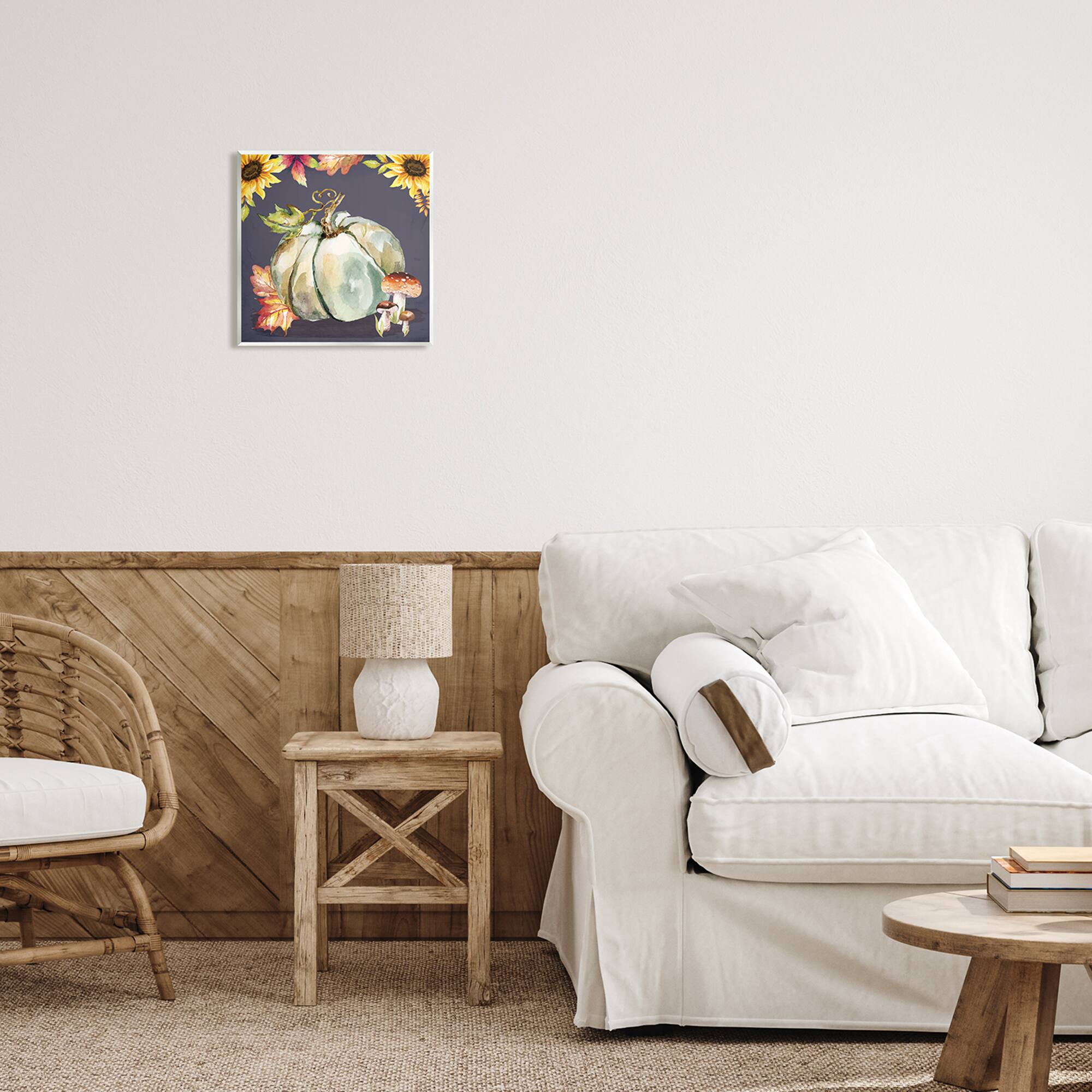 Stupell Industries Floral Autumn Pumpkin & Mushrooms Wall Plaque Art