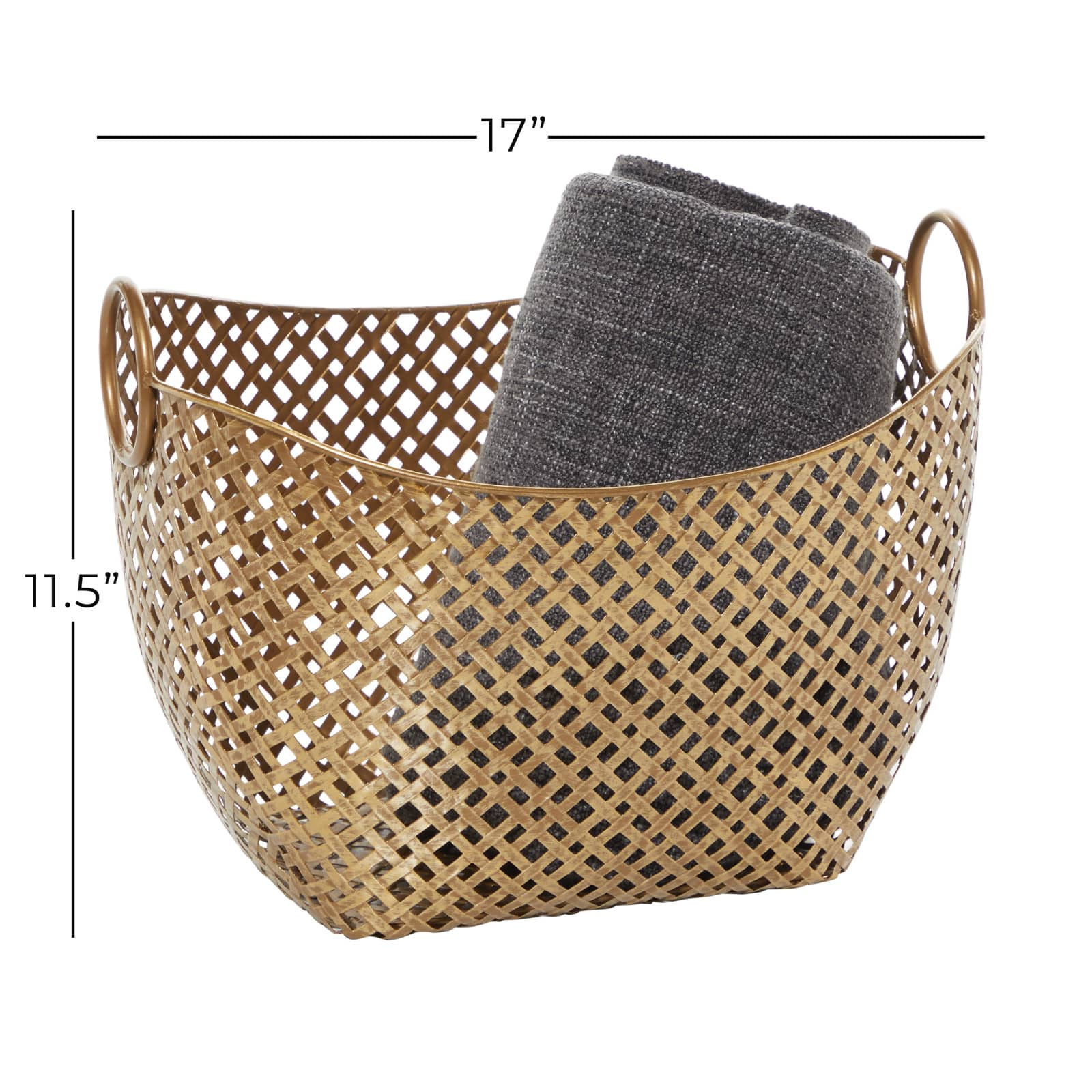 Gold Metal Contemporary Storage Basket