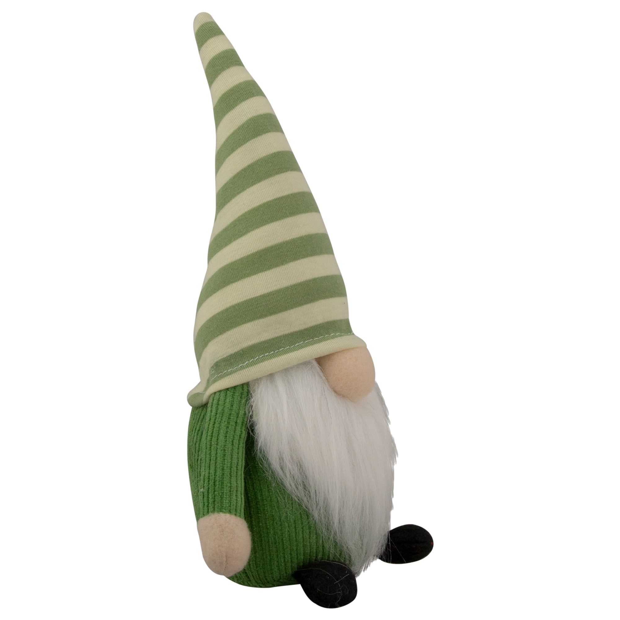 9&#x22; Green Striped Hat Boy Springtime Gnome