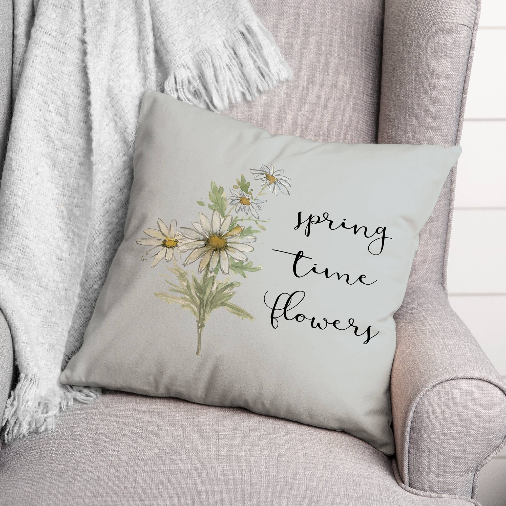 Spring Flowers 18&#x22; x 18&#x22; Throw Pillow