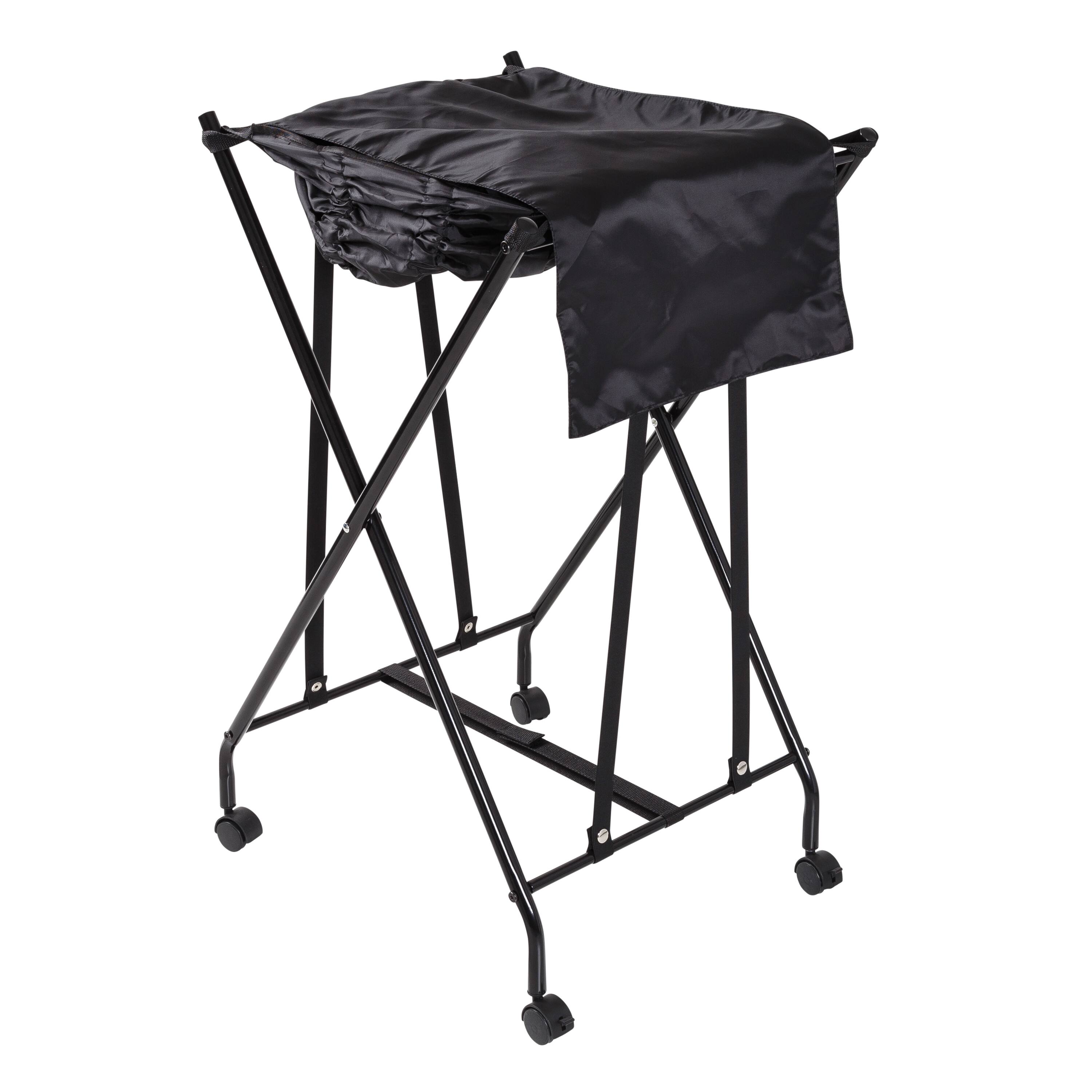 Honey Can Do Black Single Bounce Back Hamper with Wheels and Lid