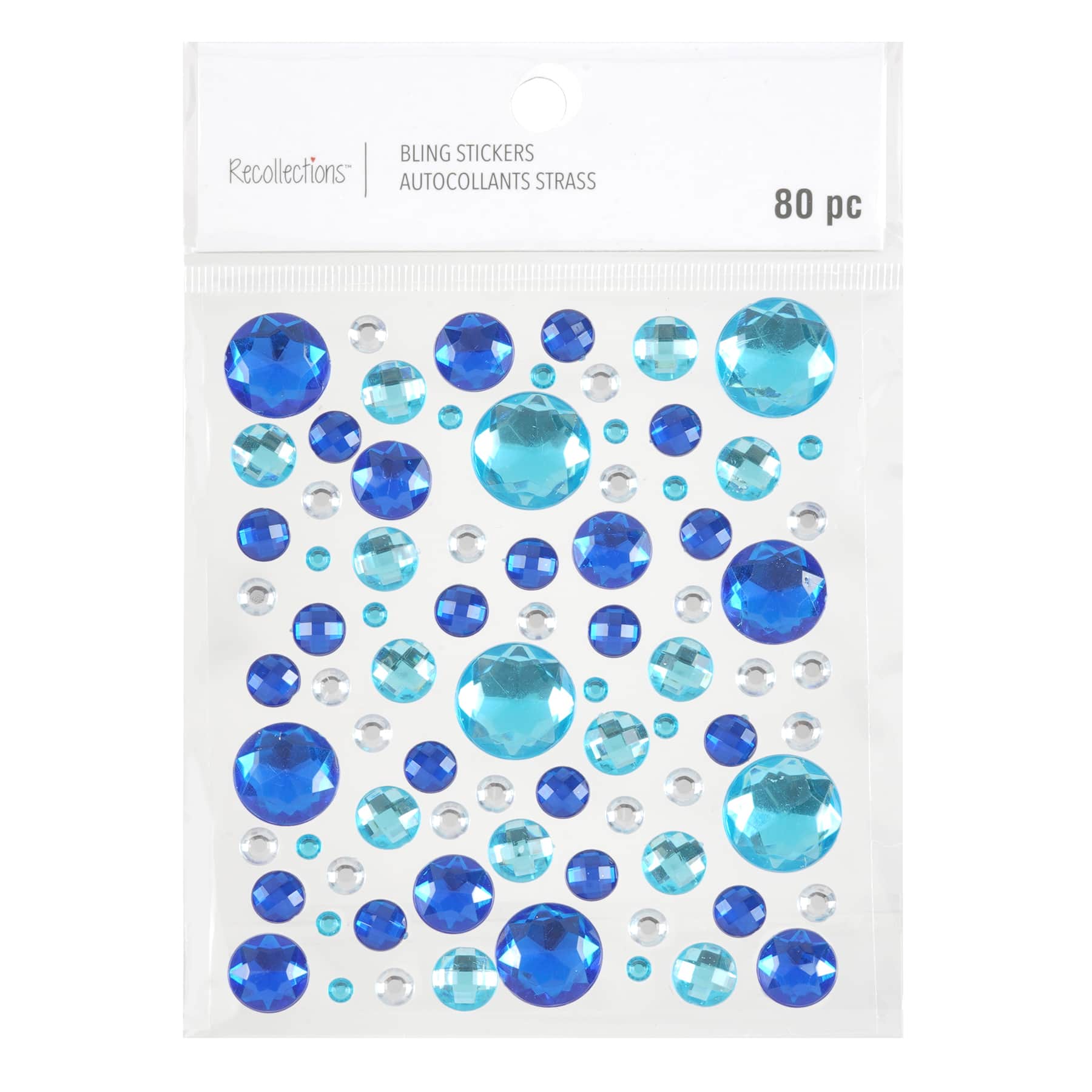 12 Pack: Blue Mixed Gem Bling Sticker Sheet by Recollections™
