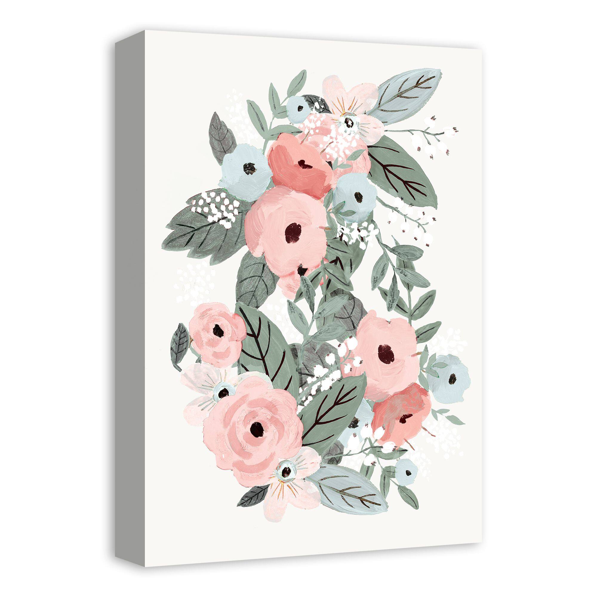 Painted Pastel Flowers 12" x 18" Canvas Wall Art