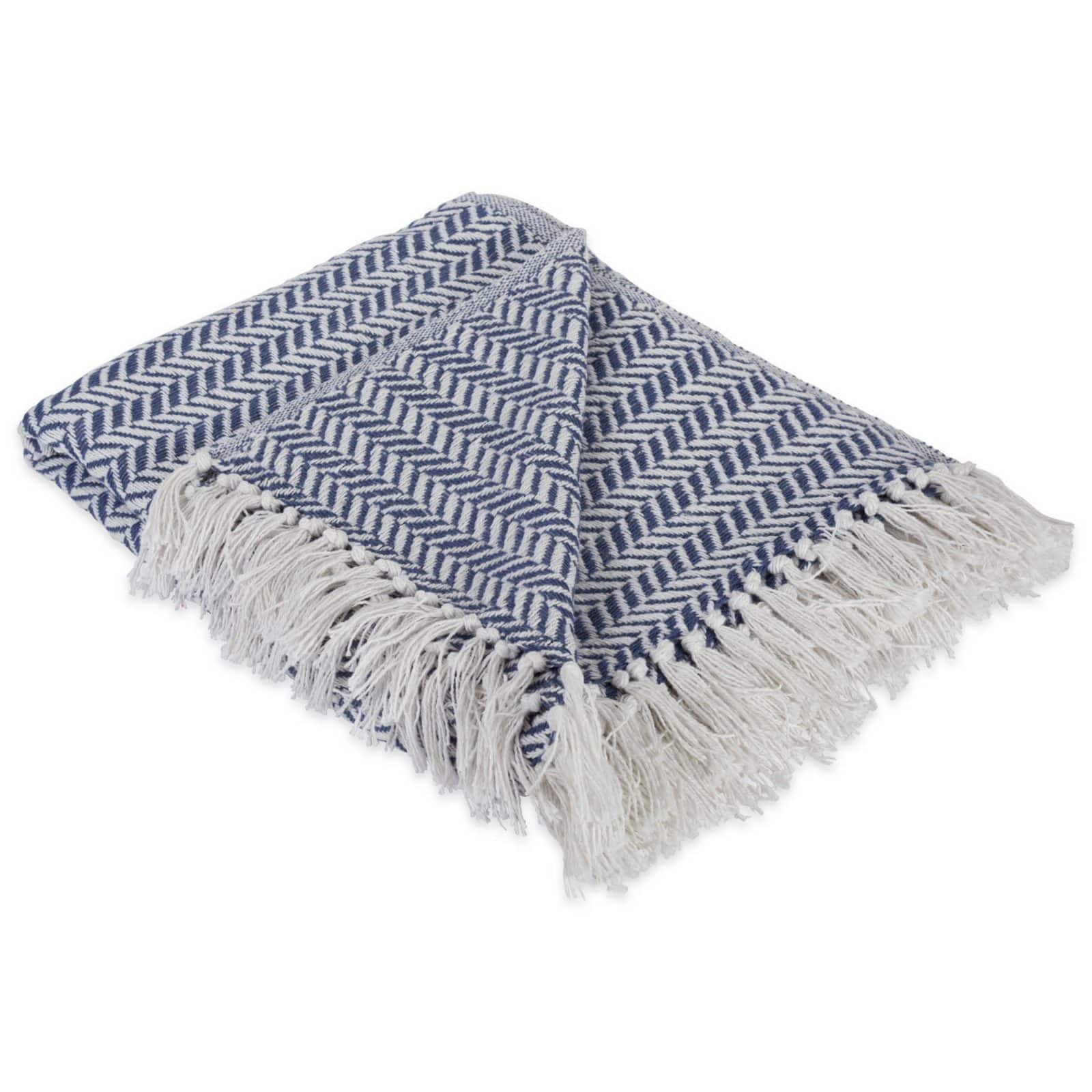 DII&#xAE; French Blue Herringbone Chevron Throw