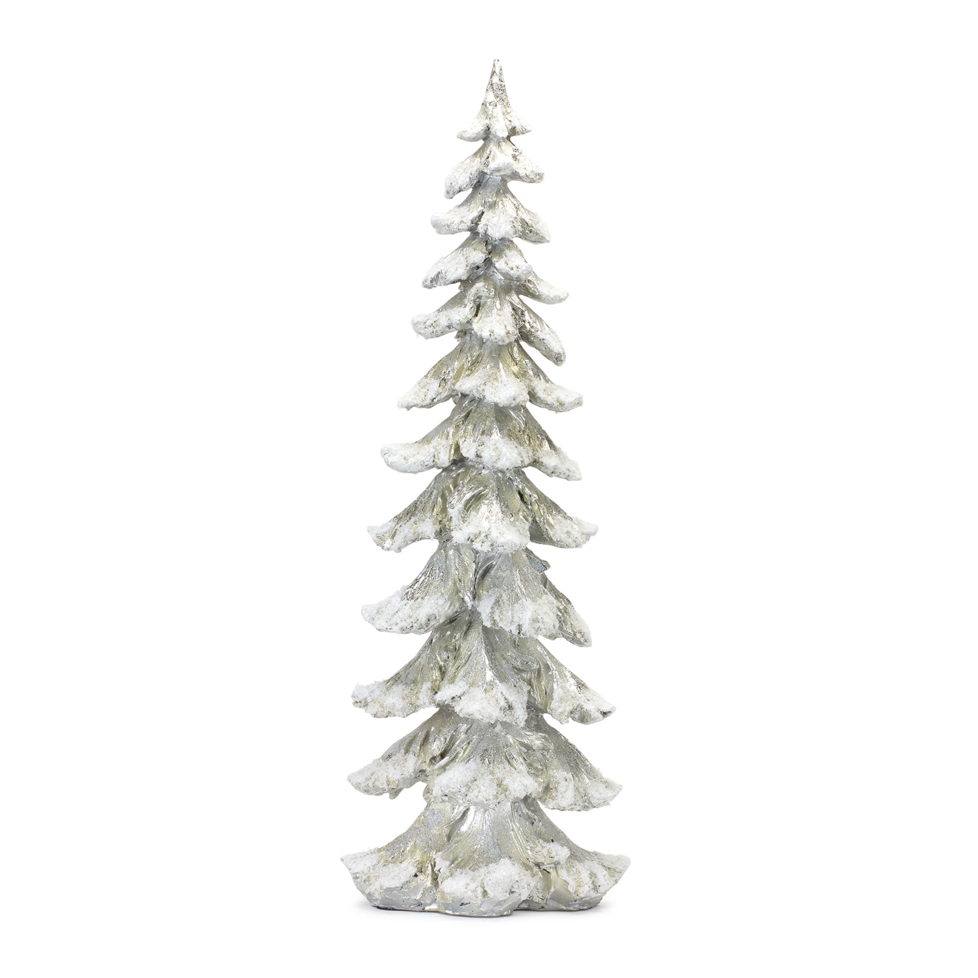 27" Snowy Silver Sculpted Holiday Tree Décor Accent