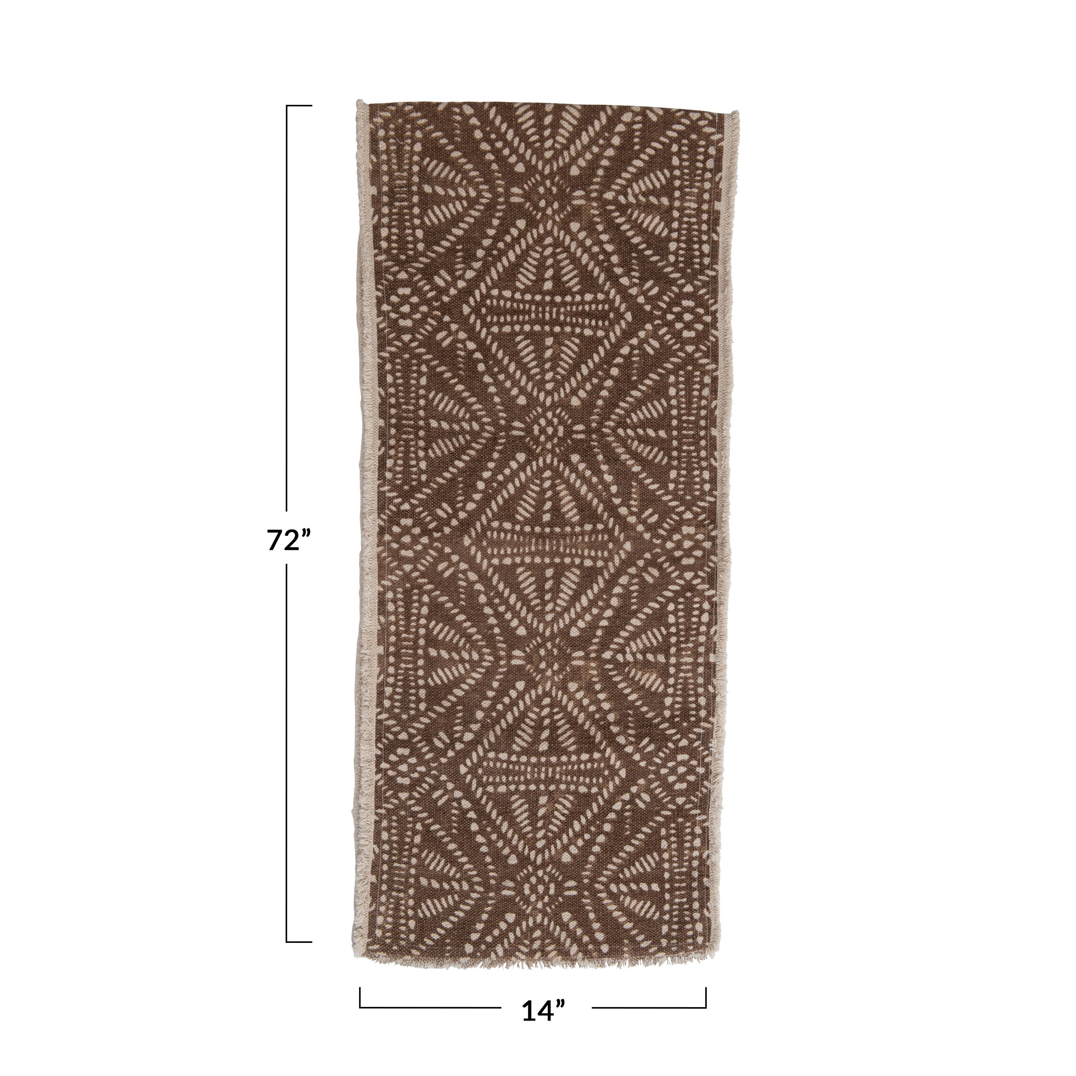 Hello Honey® 72" Stonewashed Cotton Canvas Table Runner with Pattern and Frayed Edges