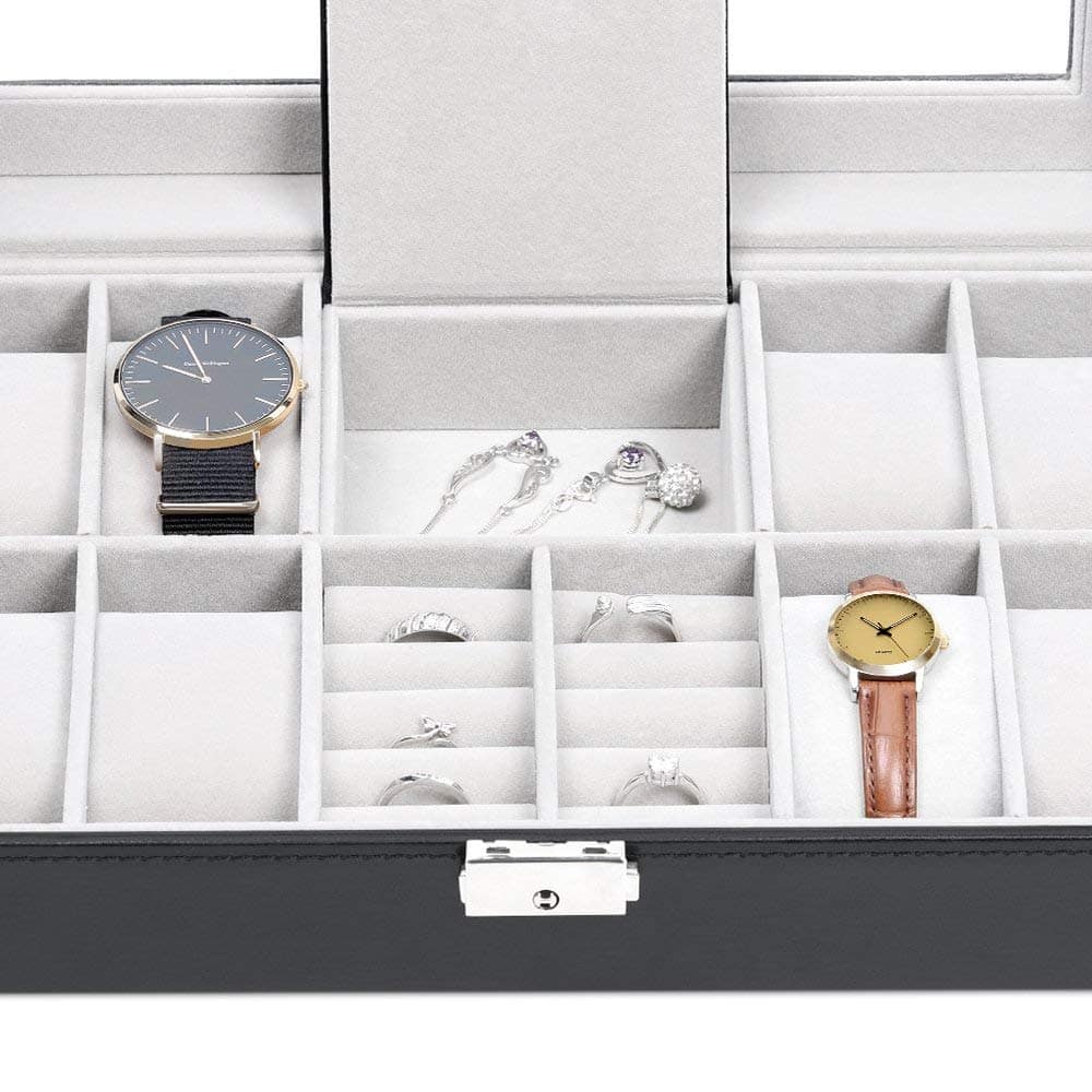 Charcoal Black Grand Ebony Jewelry Watch Box