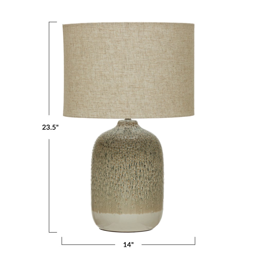 Hello Honey® 22" Taupe Reactive Glaze Stoneware Table Lamp with Linen Shade