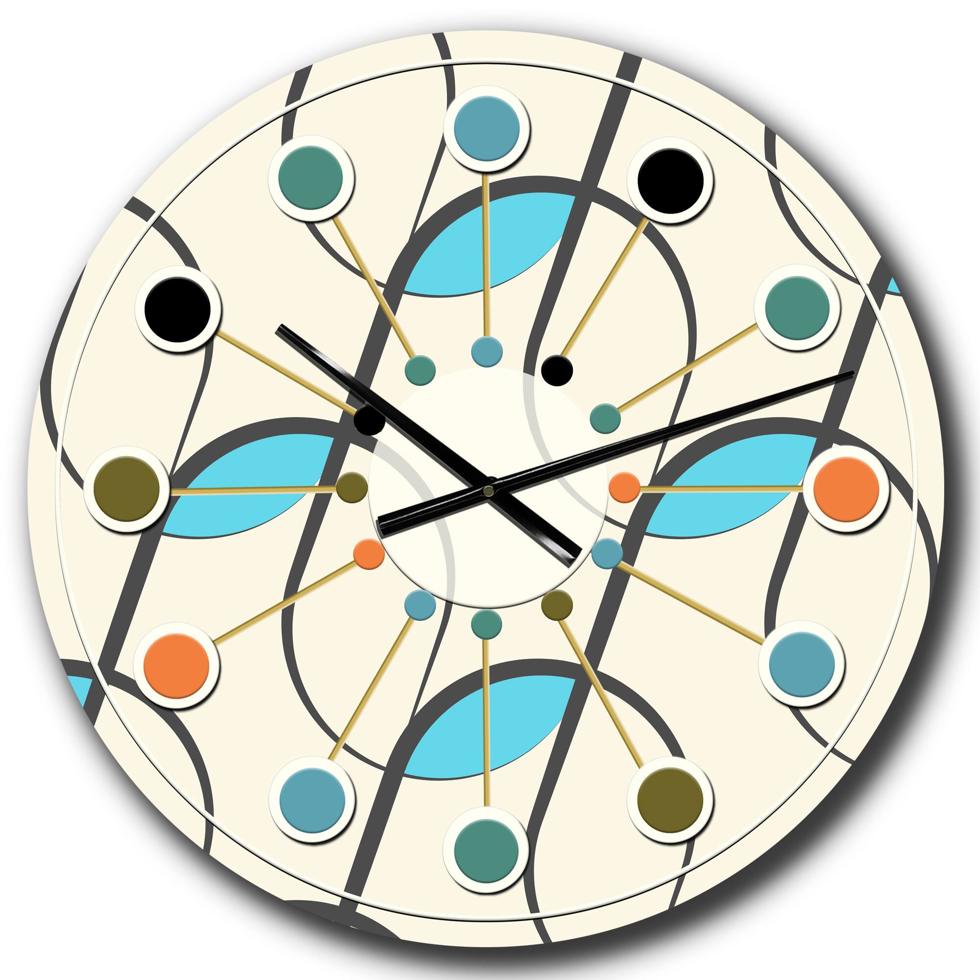 Designart 'Retro Geometrical Abstract Minimal Pattern I Mid-Century Modern Wall Clock