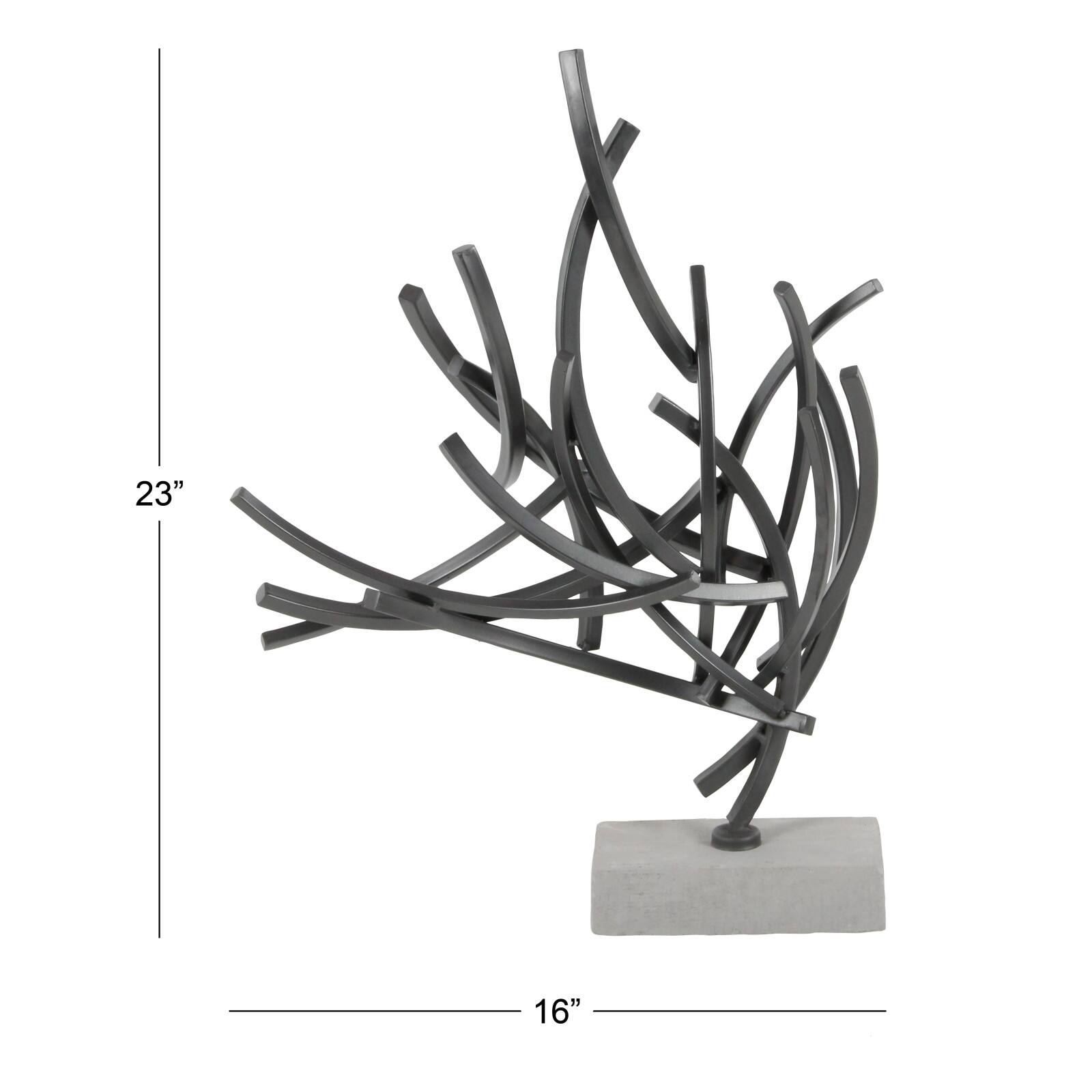23&#x22; Gray Metal Abstract Sculpture