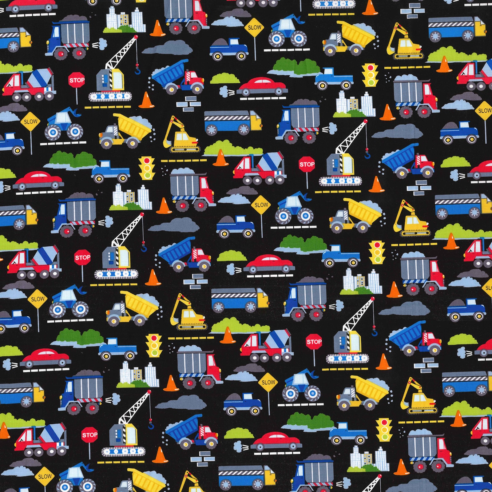 Fabric Traditions Black Construction Cotton Fabric