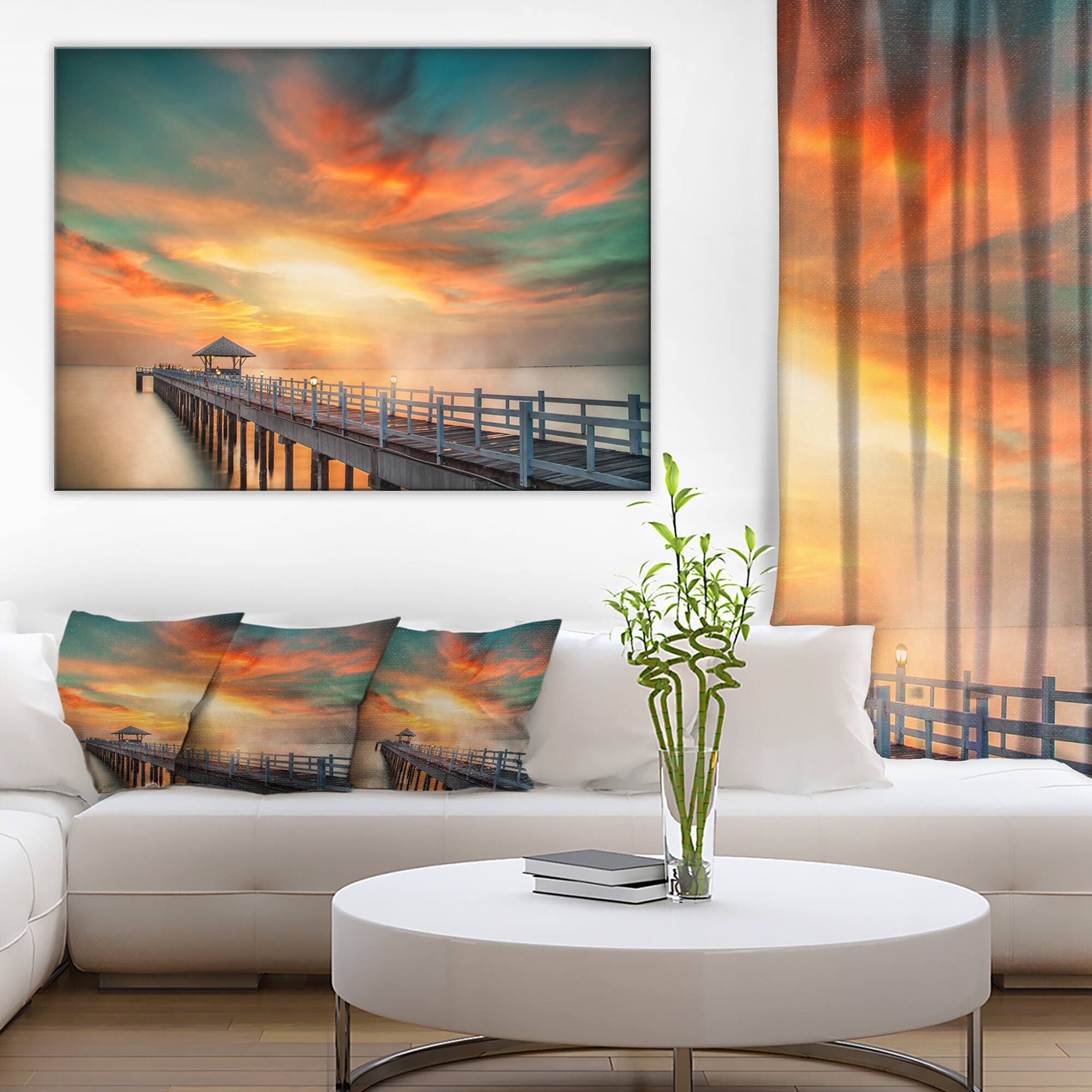 Designart - Wooden Pier - Landscape Photo Canvas Art Print