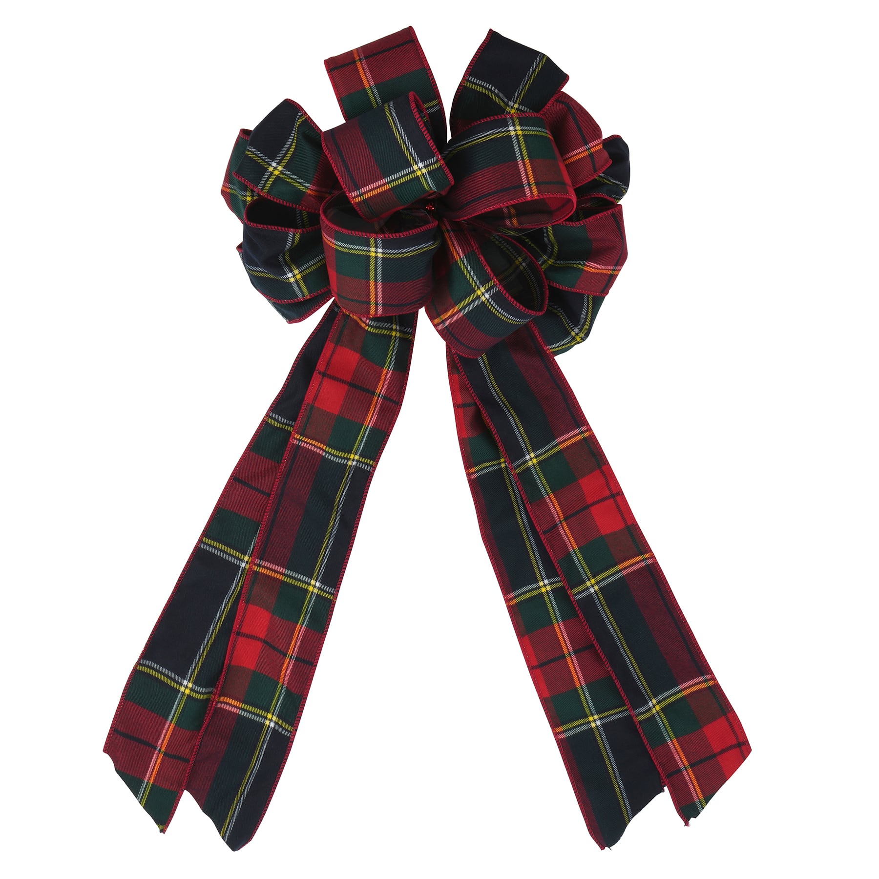 20.5&#x22; Red &#x26; Navy Plaid Tree Topper Bow by Celebrate It&#x2122;